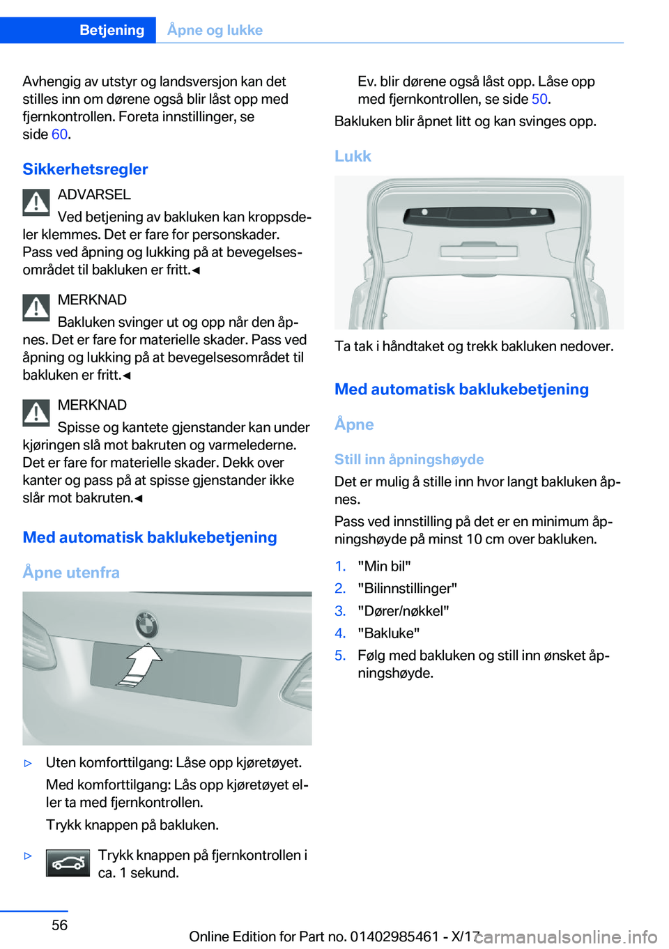 BMW X1 2018  InstruksjonsbØker (in Norwegian) �A�v�h�e�n�g�i�g� �a�v� �u�t�s�t�y�r� �o�g� �l�a�n�d�s�v�e�r�s�j�o�n� �k�a�n� �d�e�t�s�t�i�l�l�e�s� �i�n�n� �o�m� �d�