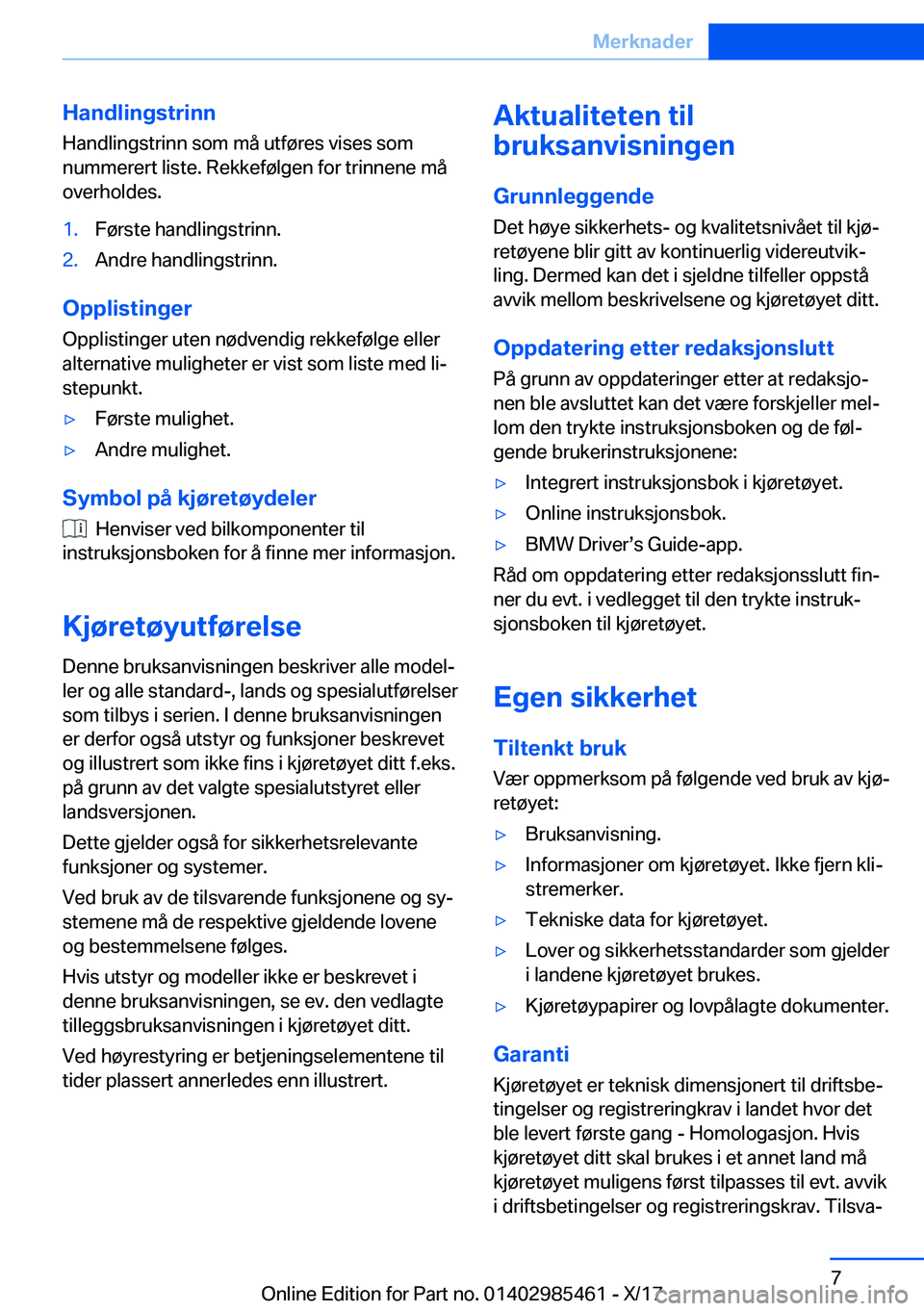 BMW X1 2018  InstruksjonsbØker (in Norwegian) �H�a�n�d�l�i�n�g�s�t�r�i�n�n
�H�a�n�d�l�i�n�g�s�t�r�i�n�n� �s�o�m� �m�å� �u�t�f�