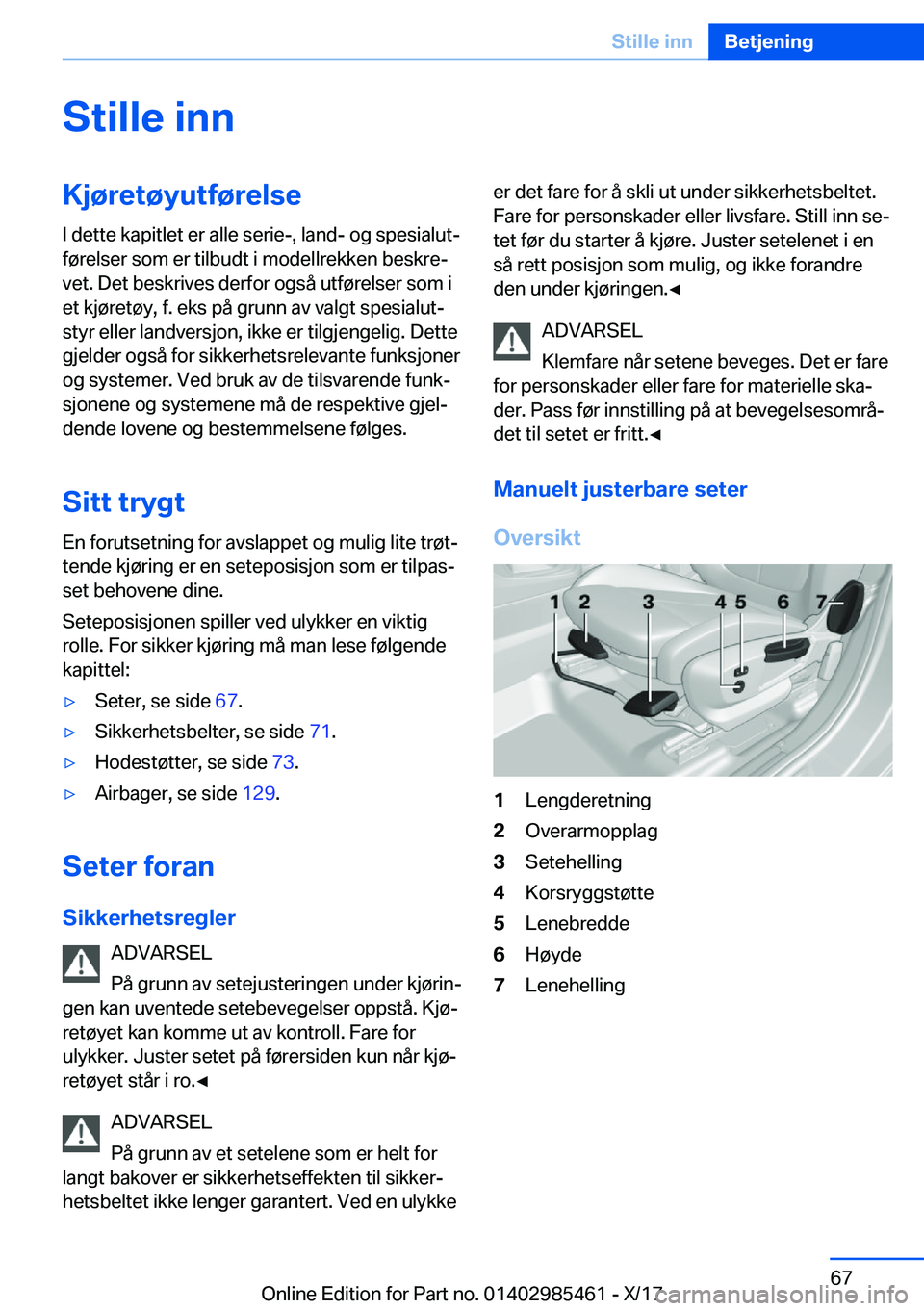 BMW X1 2018  InstruksjonsbØker (in Norwegian) �S�t�i�l�l�e��i�n�n�K�j�