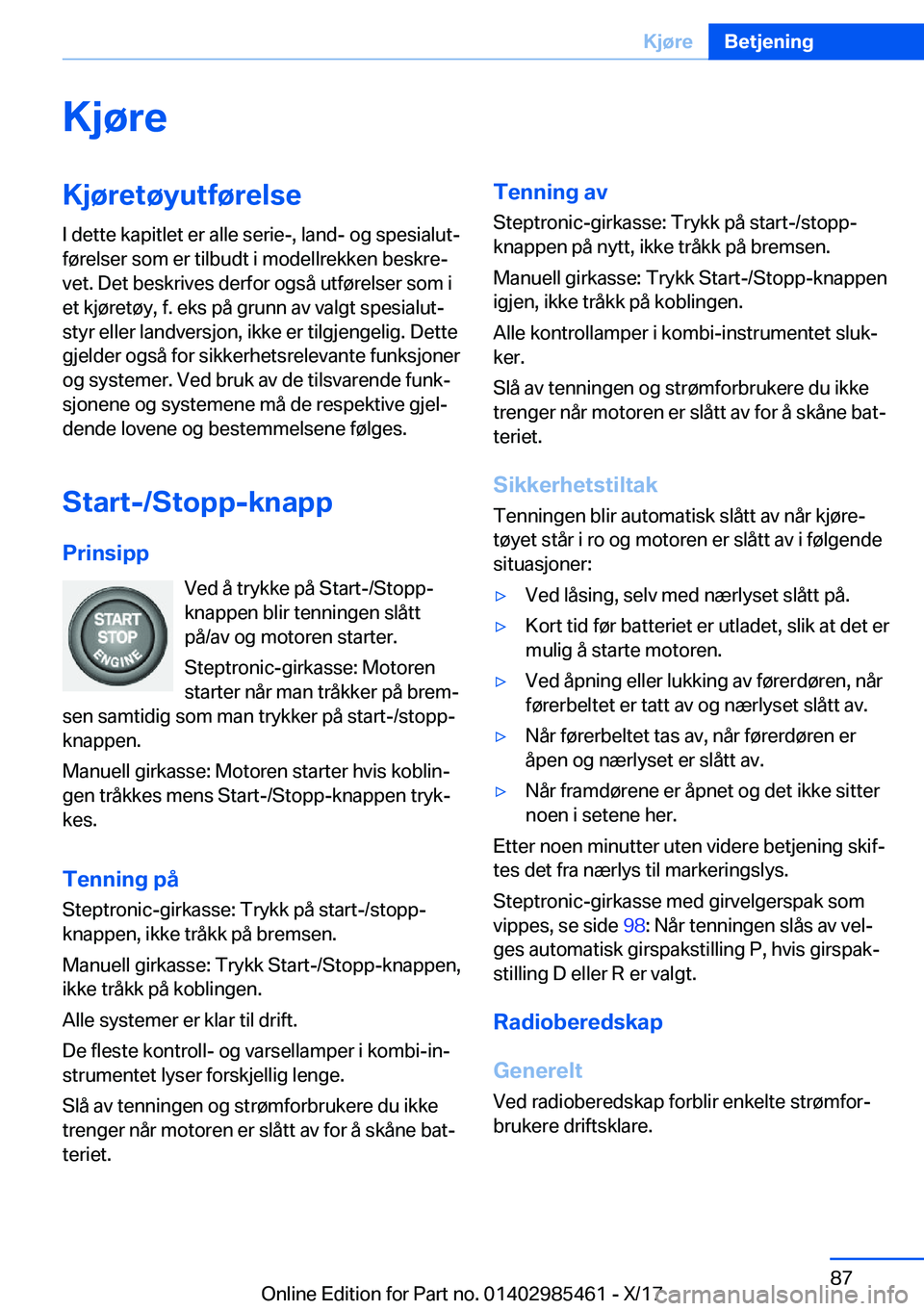 BMW X1 2018  InstruksjonsbØker (in Norwegian) �K�j�