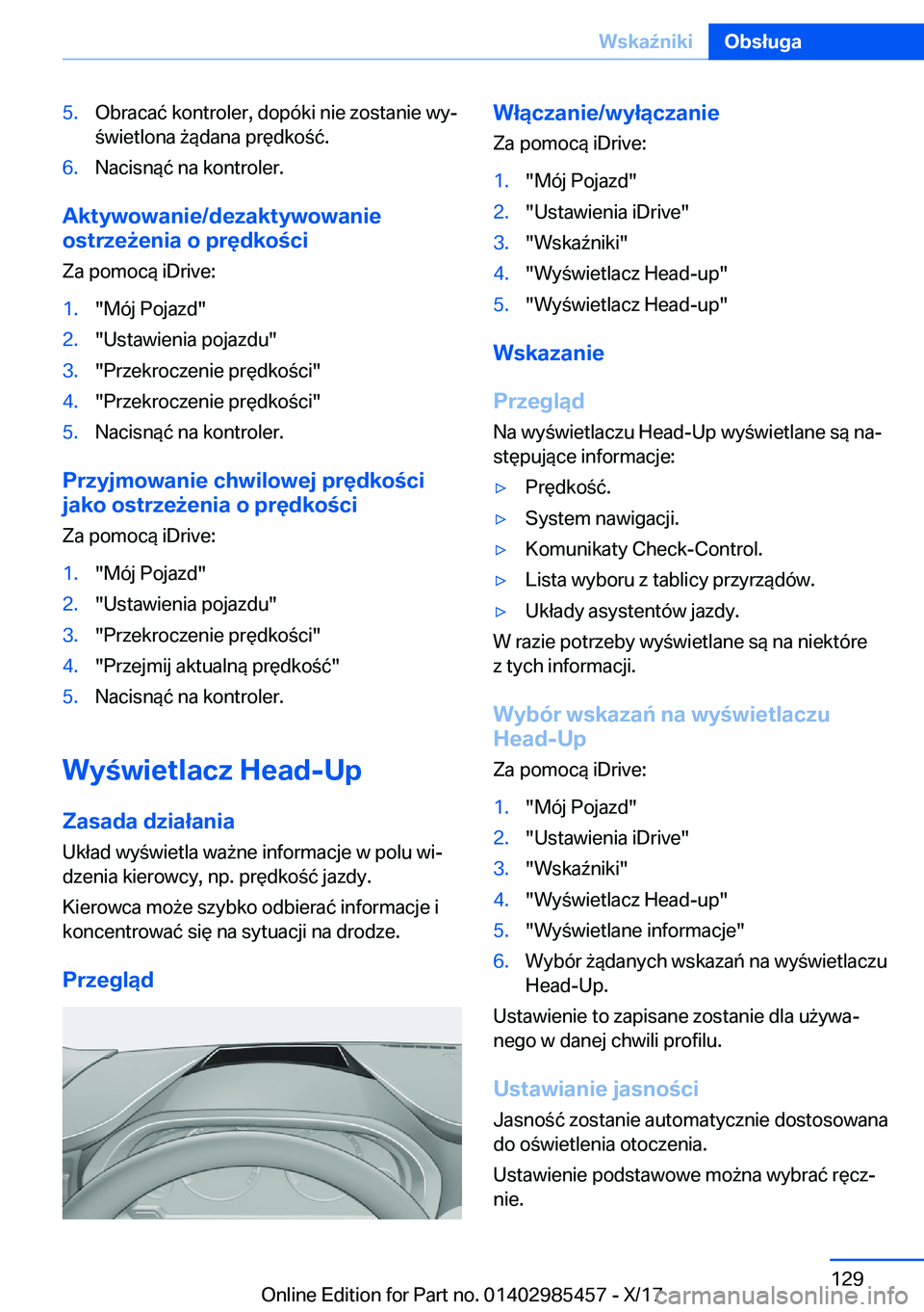 BMW X1 2018  Instrukcja obsługi (in Polish) �5�.�O�b�r�a�c�a�