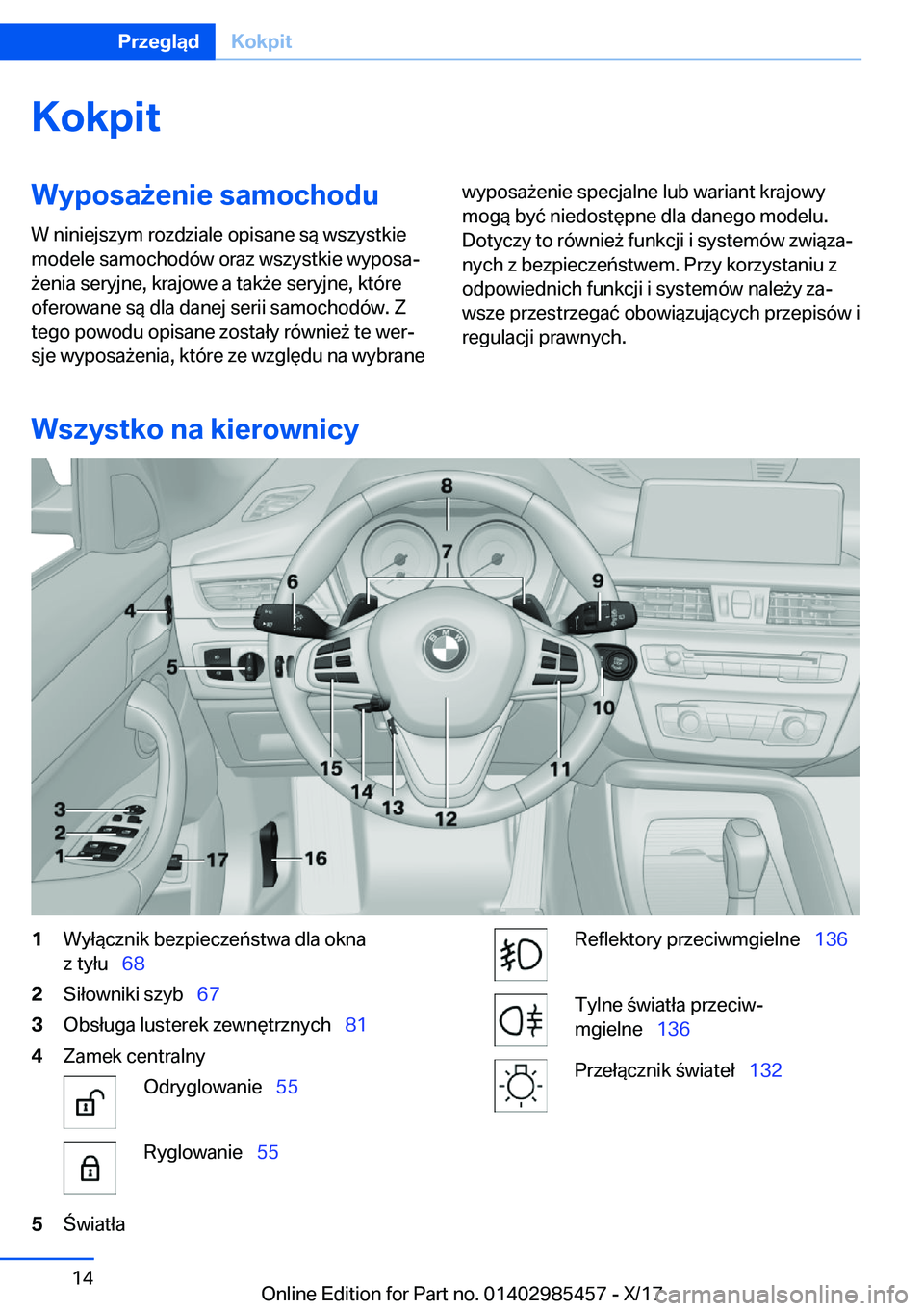 BMW X1 2018  Instrukcja obsługi (in Polish) �K�o�k�p�i�t�W�y�p�o�s�a9�e�n�i�e��s�a�m�o�c�h�o�d�u�W� �n�i�n�i�e�j�s�z�y�m� �r�o�z�d�z�i�a�l�e� �o�p�i�s�a�n�e� �s�