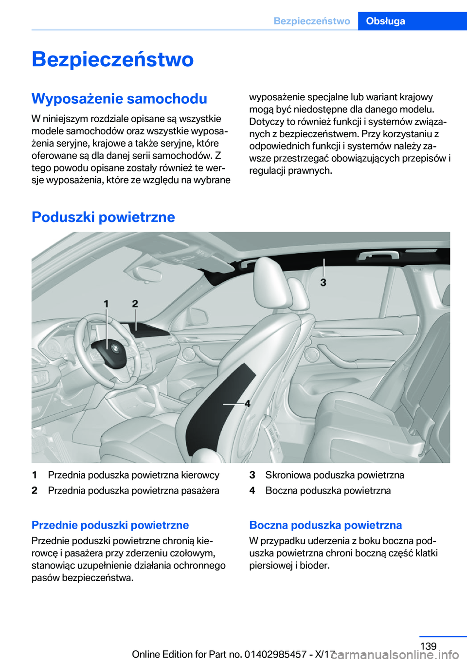 BMW X1 2018  Instrukcja obsługi (in Polish) �B�e�z�p�i�e�c�z�e�
