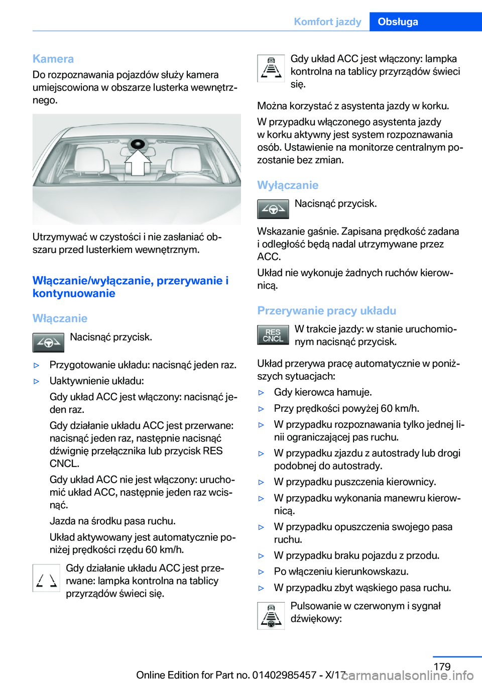 BMW X1 2018  Instrukcja obsługi (in Polish) �K�a�m�e�r�a�D�o� �r�o�z�p�o�z�n�a�w�a�n�i�a� �p�o�j�a�z�d�