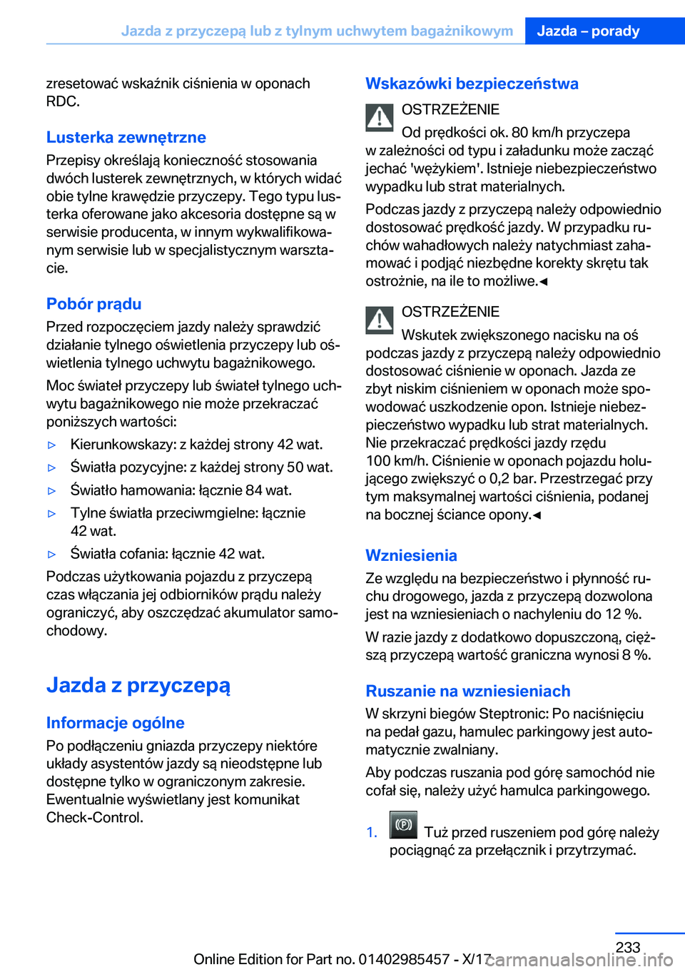 BMW X1 2018  Instrukcja obsługi (in Polish) �z�r�e�s�e�t�o�w�a�