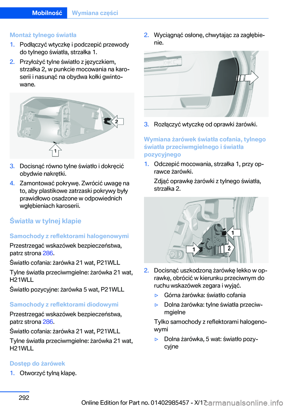 BMW X1 2018  Instrukcja obsługi (in Polish) �M�o�n�t�a9��t�y�l�n�e�g�o��w�i�a�t�ł�a�1�.�P�o�d�ł�