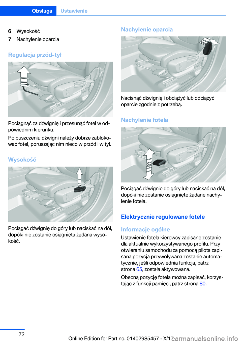 BMW X1 2018  Instrukcja obsługi (in Polish) �6�W�y�s�o�k�o �