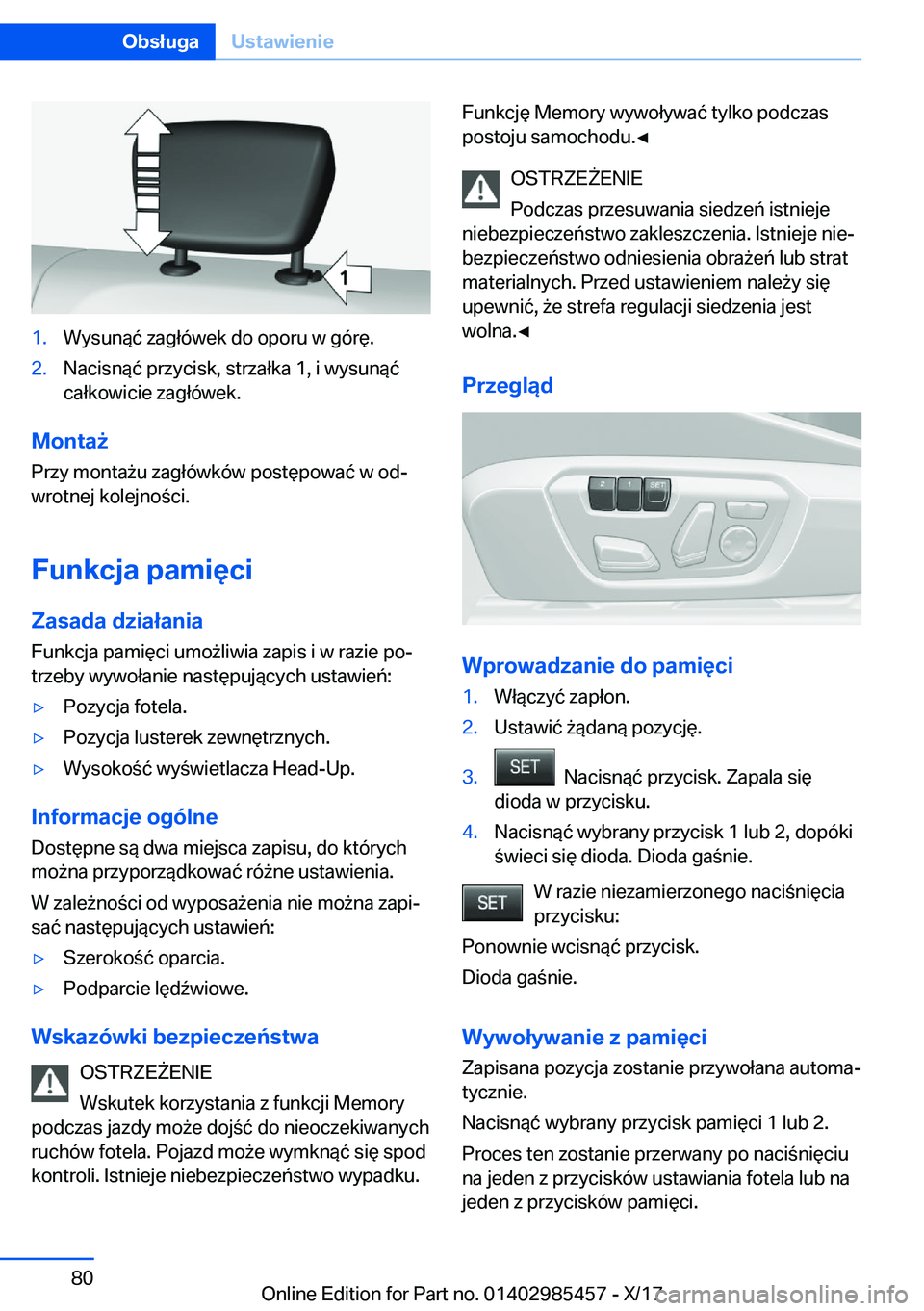 BMW X1 2018  Instrukcja obsługi (in Polish) �1�.�W�y�s�u�n�