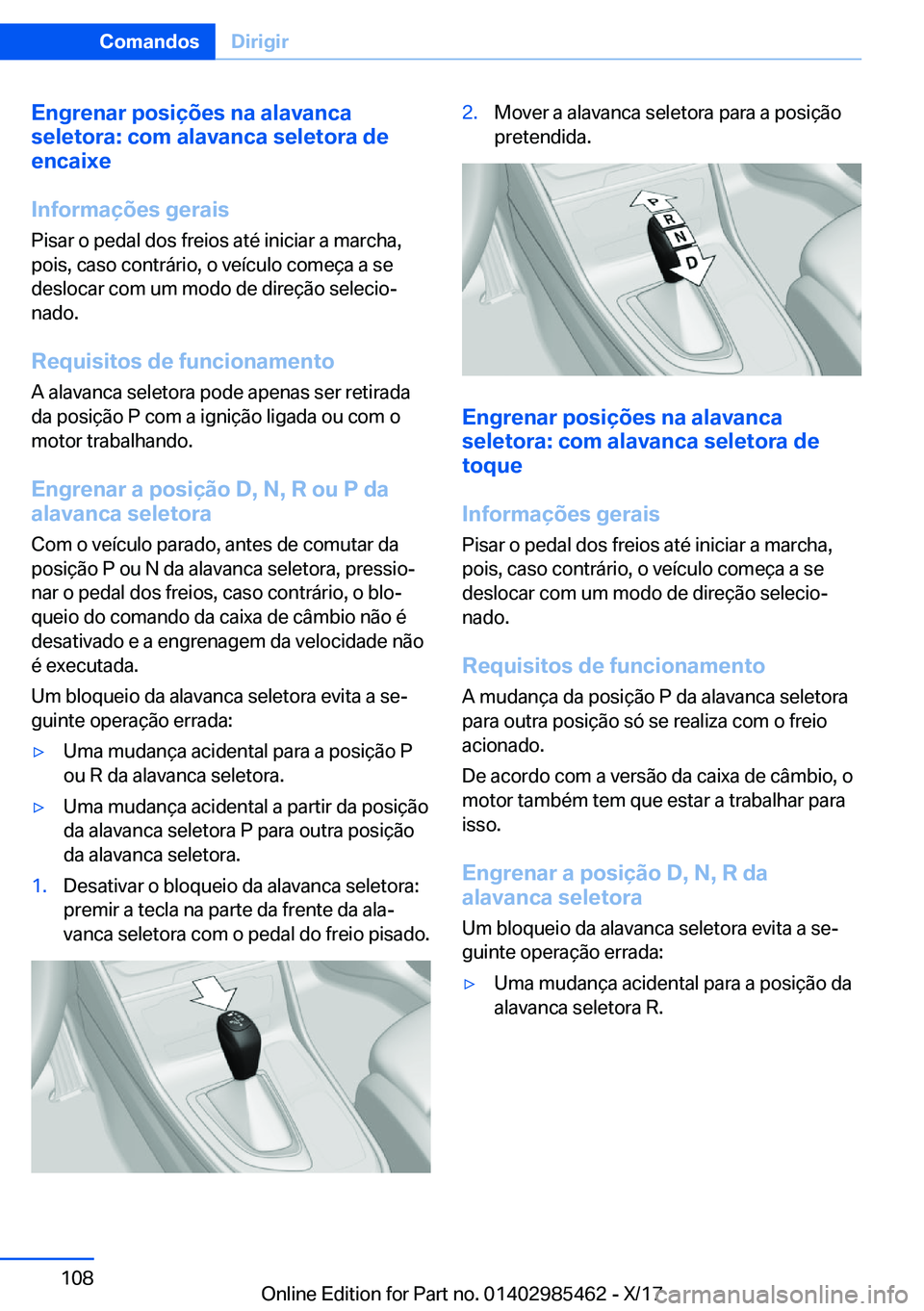 BMW X1 2018  Manual do condutor (in Portuguese) �E�n�g�r�e�n�a�r��p�o�s�i�
