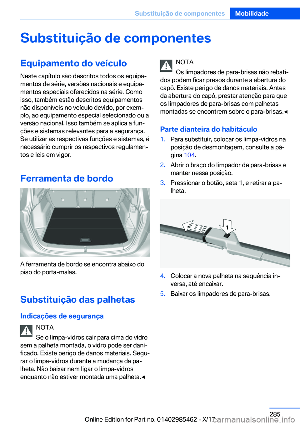 BMW X1 2018  Manual do condutor (in Portuguese) �S�u�b�s�t�i�t�u�i�