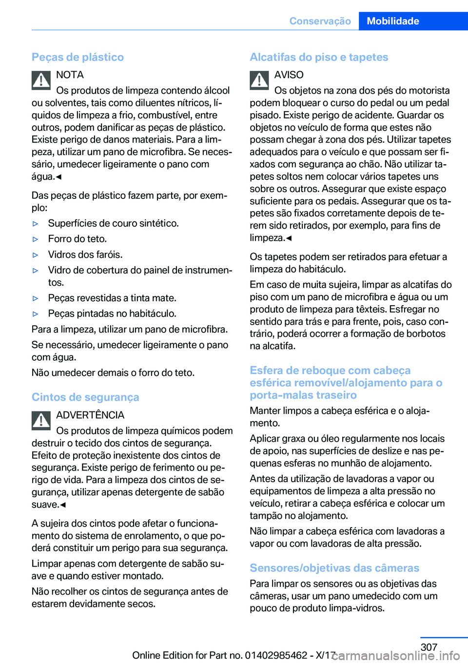 BMW X1 2018  Manual do condutor (in Portuguese) �P�e�