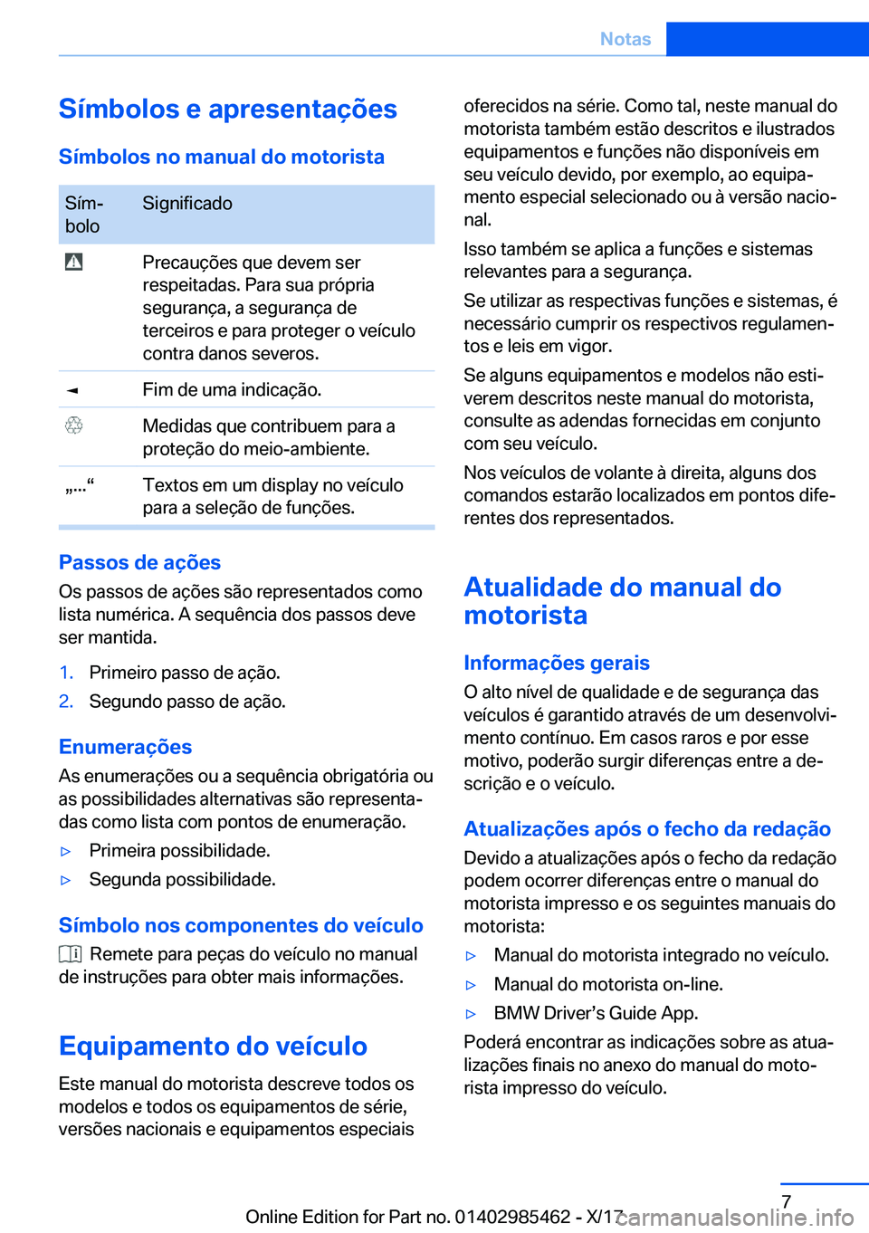 BMW X1 2018  Manual do condutor (in Portuguese) �S�