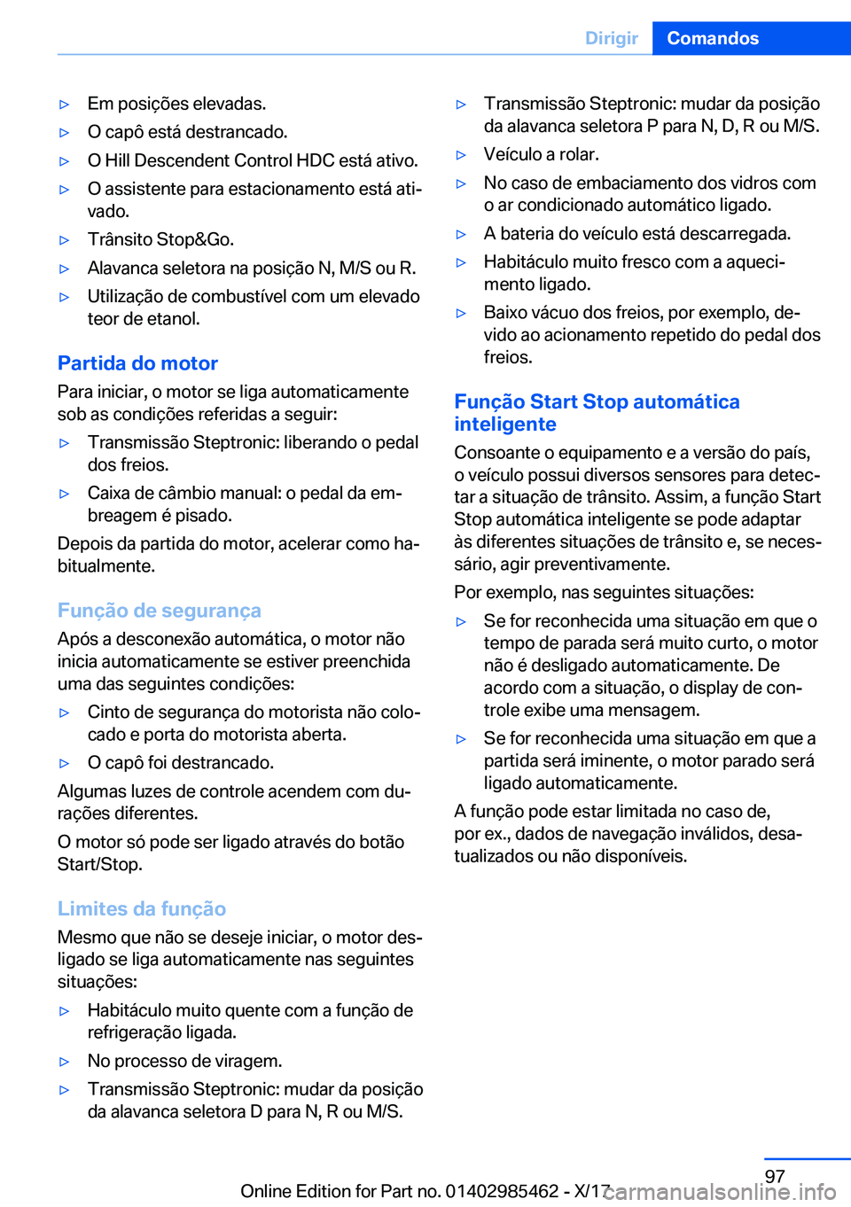 BMW X1 2018  Manual do condutor (in Portuguese) y�E�m� �p�o�s�i�