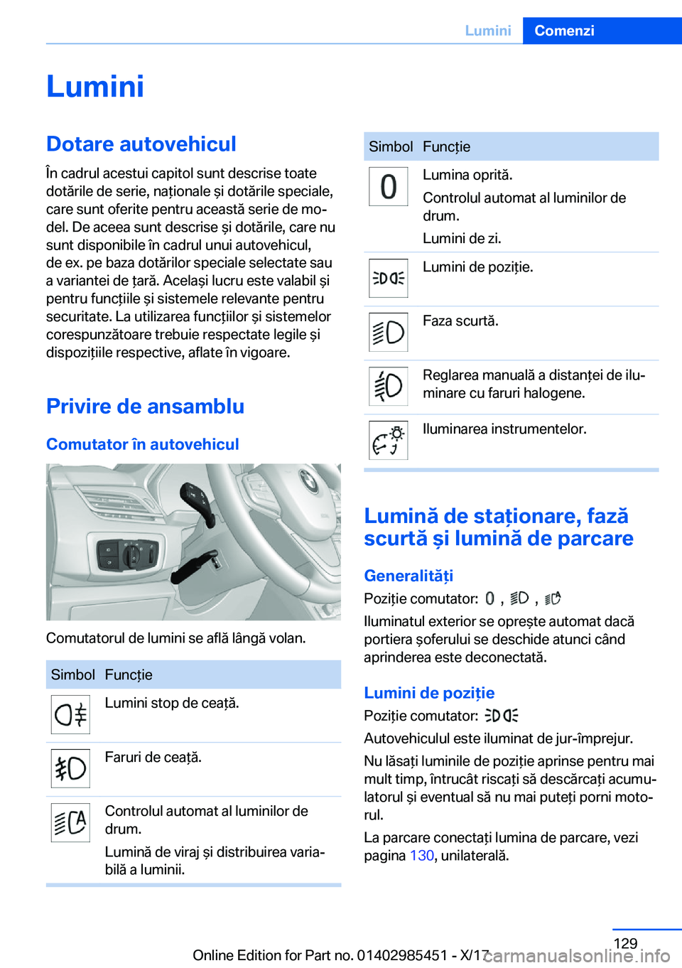 BMW X1 2018  Ghiduri De Utilizare (in Romanian) �L�u�m�i�n�i�D�o�t�a�r�e��a�u�t�o�v�e�h�i�c�u�l
�