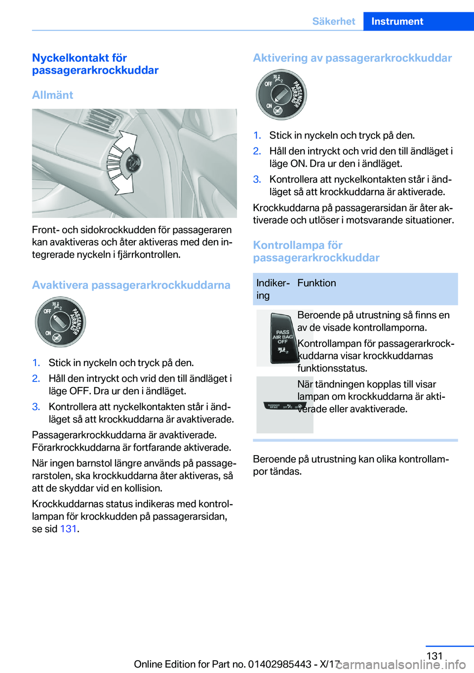 BMW X1 2018  InstruktionsbÖcker (in Swedish) �N�y�c�k�e�l�k�o�n�t�a�k�t��f�