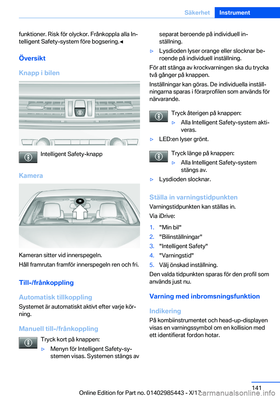 BMW X1 2018  InstruktionsbÖcker (in Swedish) �f�u�n�k�t�i�o�n�e�r�.� �R�i�s�k� �f�