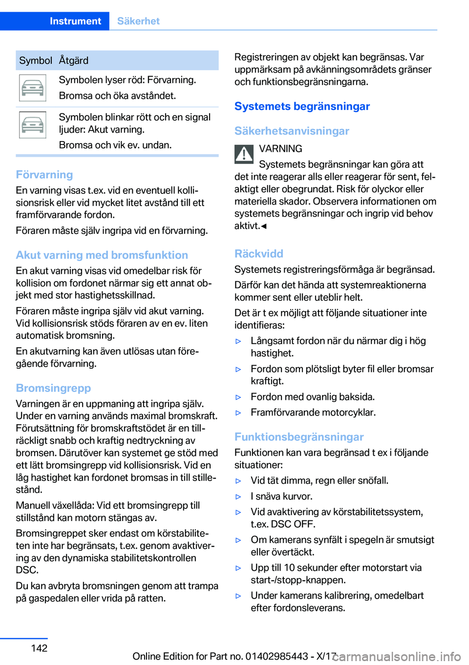 BMW X1 2018  InstruktionsbÖcker (in Swedish) �S�y�m�b�o�l�Å�t�g�ä�r�d�S�y�m�b�o�l�e�n� �l�y�s�e�r� �r�
