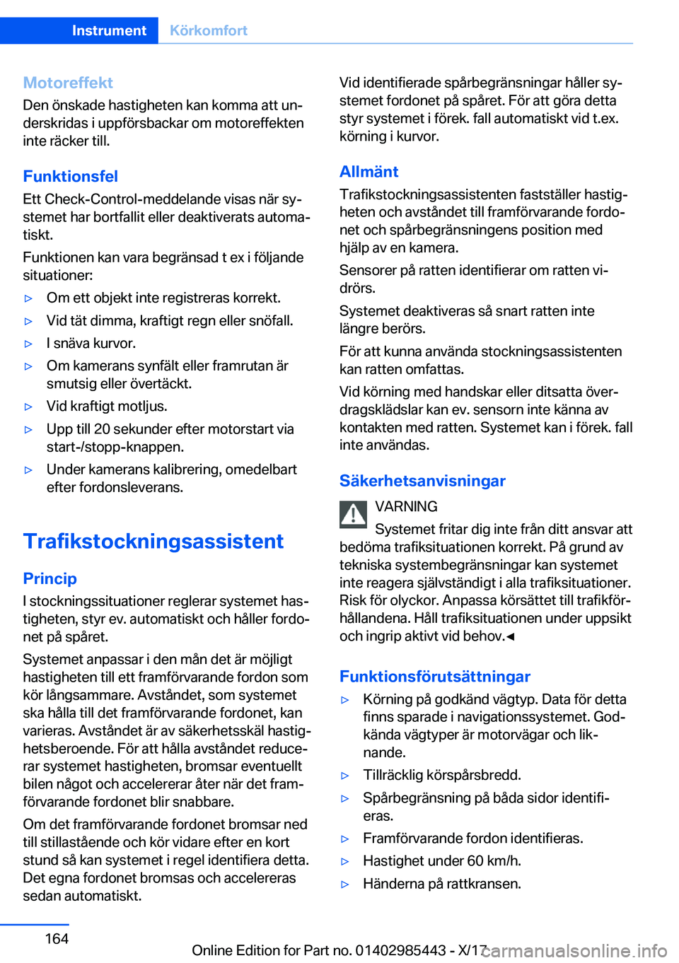 BMW X1 2018  InstruktionsbÖcker (in Swedish) �M�o�t�o�r�e�f�f�e�k�t
�D�e�n� �
