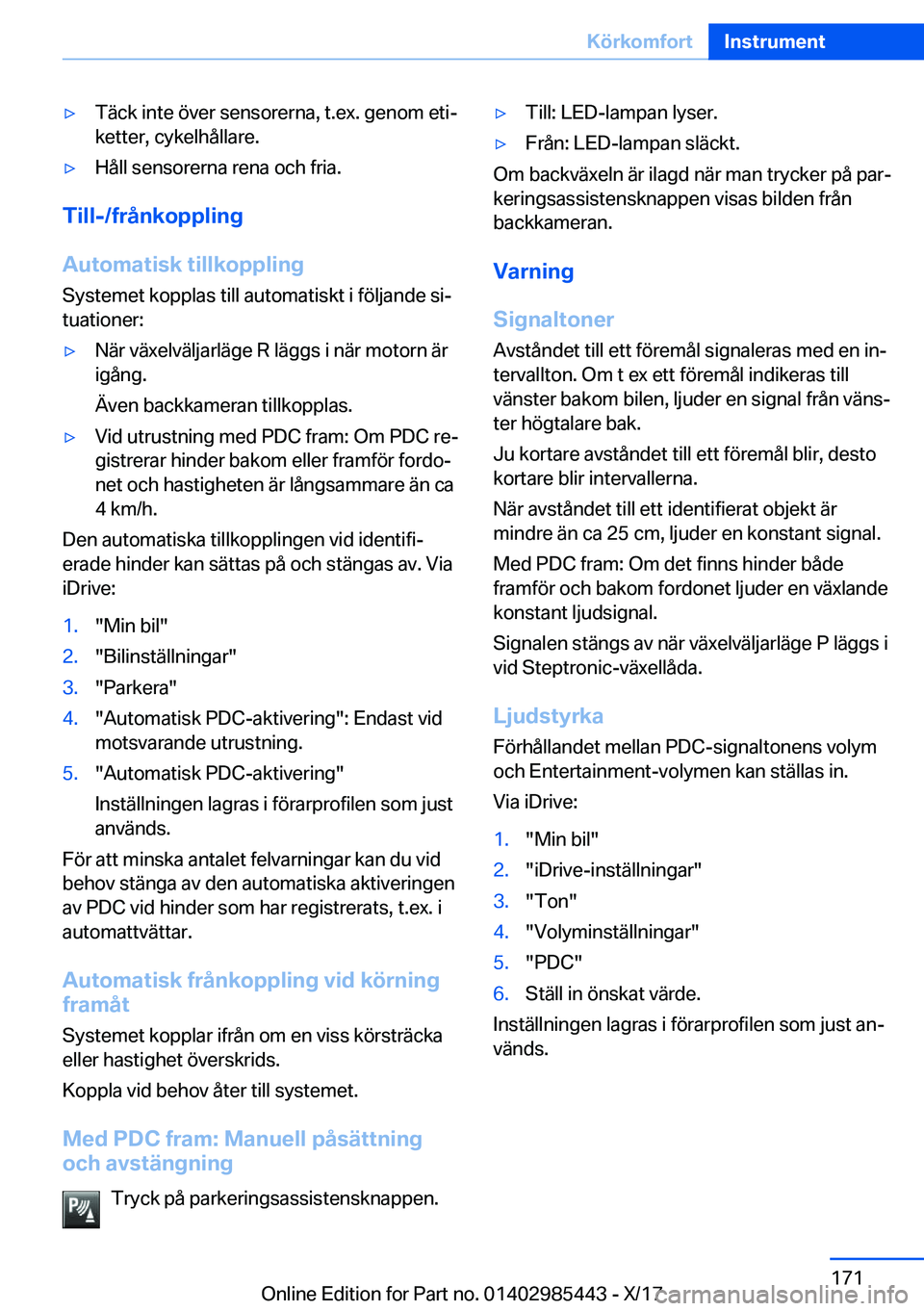BMW X1 2018  InstruktionsbÖcker (in Swedish) y�T�ä�c�k� �i�n�t�e� �