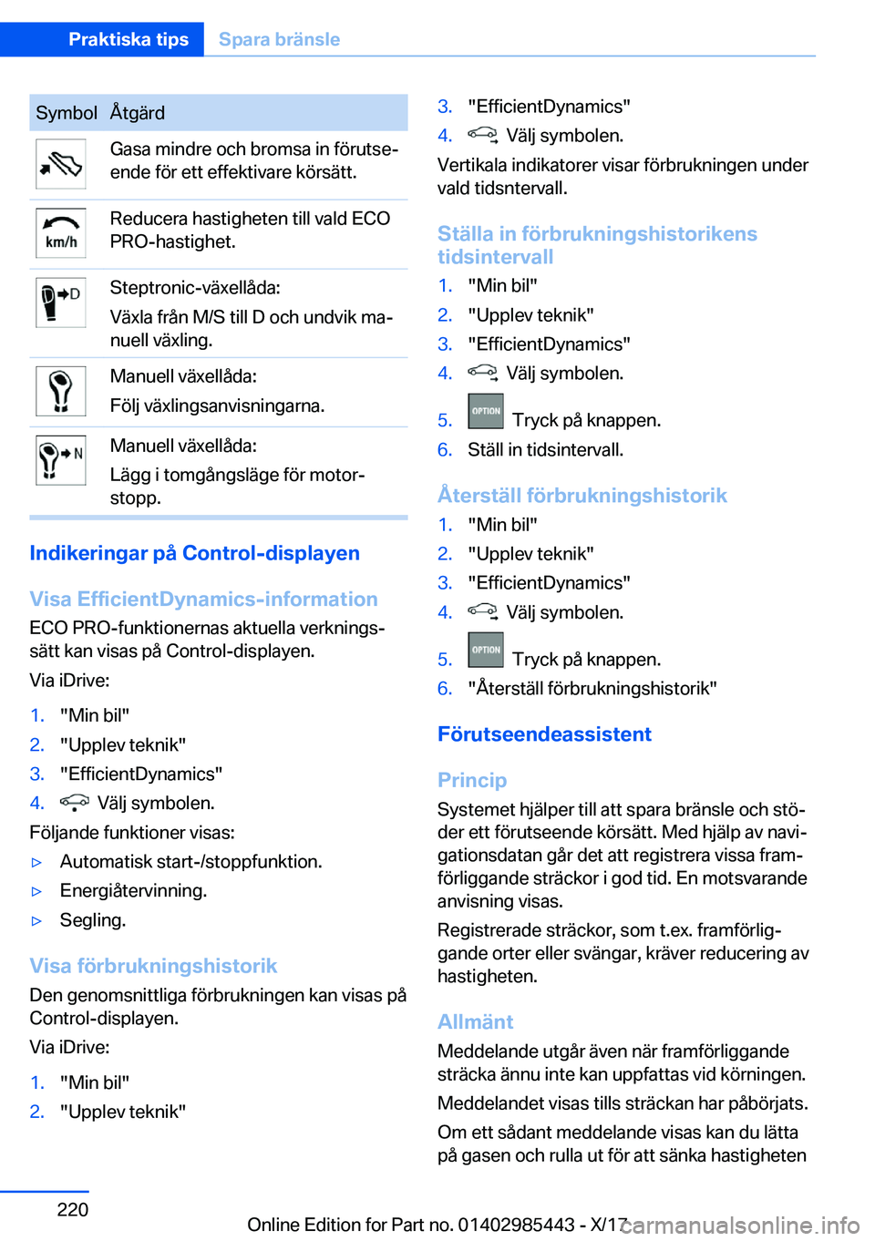 BMW X1 2018  InstruktionsbÖcker (in Swedish) �S�y�m�b�o�l�Å�t�g�ä�r�d�G�a�s�a� �m�i�n�d�r�e� �o�c�h� �b�r�o�m�s�a� �i�n� �f�