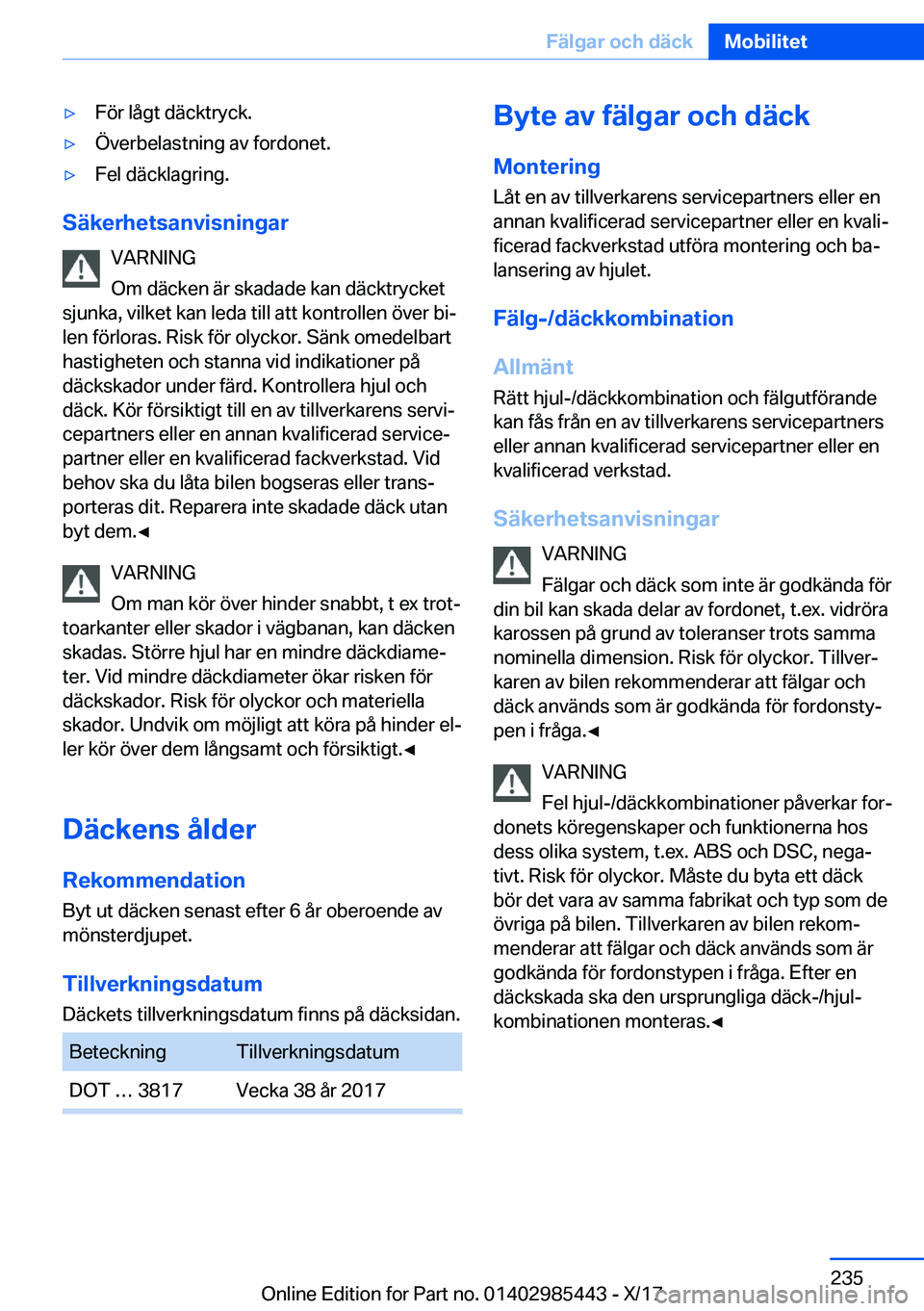 BMW X1 2018  InstruktionsbÖcker (in Swedish) y�F�