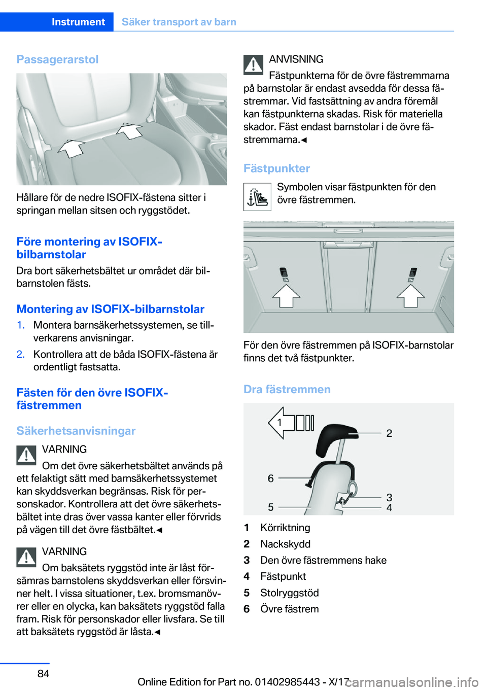 BMW X1 2018  InstruktionsbÖcker (in Swedish) �P�a�s�s�a�g�e�r�a�r�s�t�o�l
�H�å�l�l�a�r�e� �f�