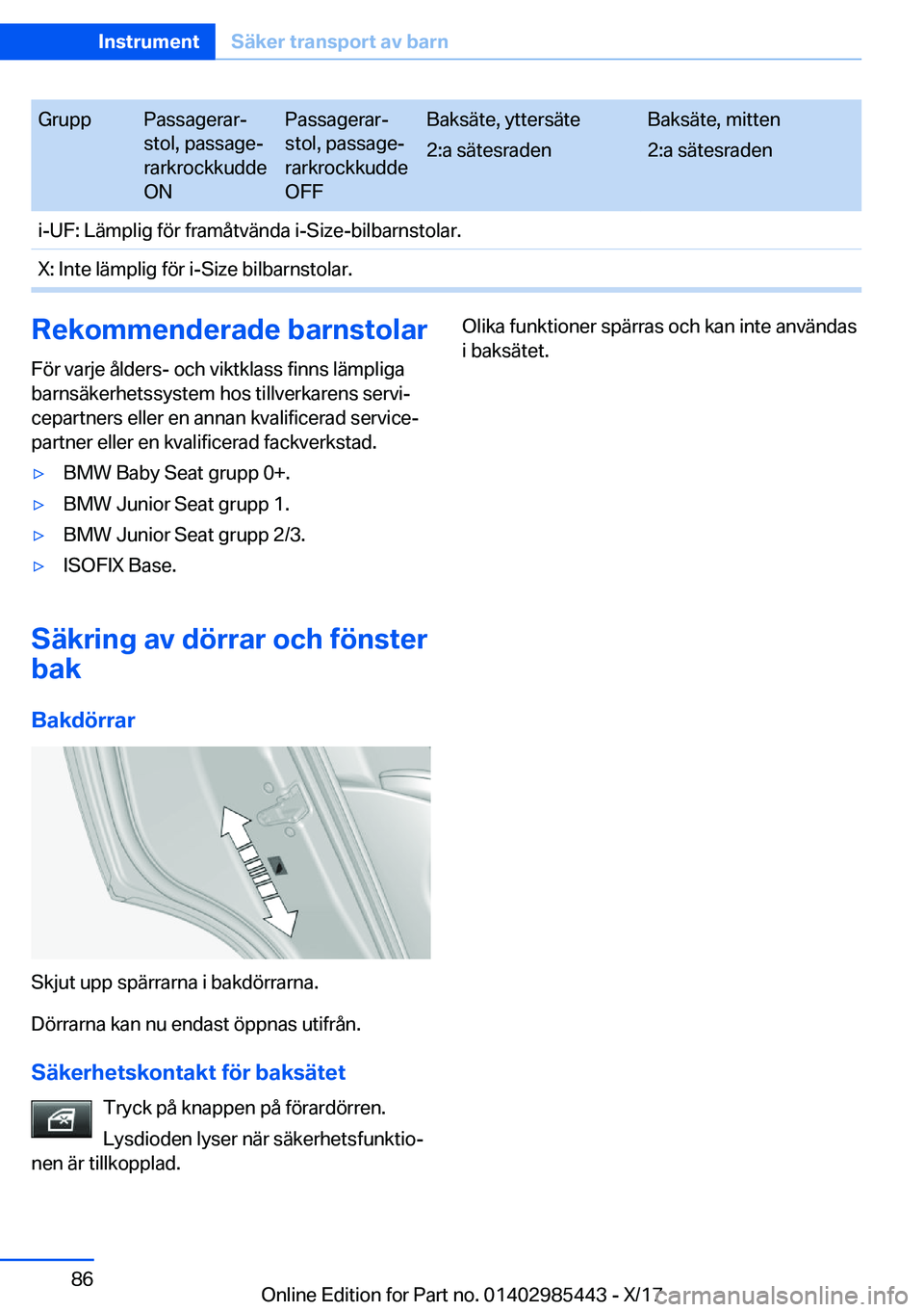 BMW X1 2018  InstruktionsbÖcker (in Swedish) �G�r�u�p�p�P�a�s�s�a�g�e�r�a�rj
�s�t�o�l�,� �p�a�s�s�a�g�ej
�r�a�r�k�r�o�c�k�k�u�d�d�e
�O�N�P�a�s�s�a�g�e�r�a�rj
�s�t�o�l�,� �p�a�s�s�a�g�ej
�r�a�r�k�r�o�c�k�k�u�d�d�e
�O�F�F�B�a�k�s�ä�t�e�,� �y�
