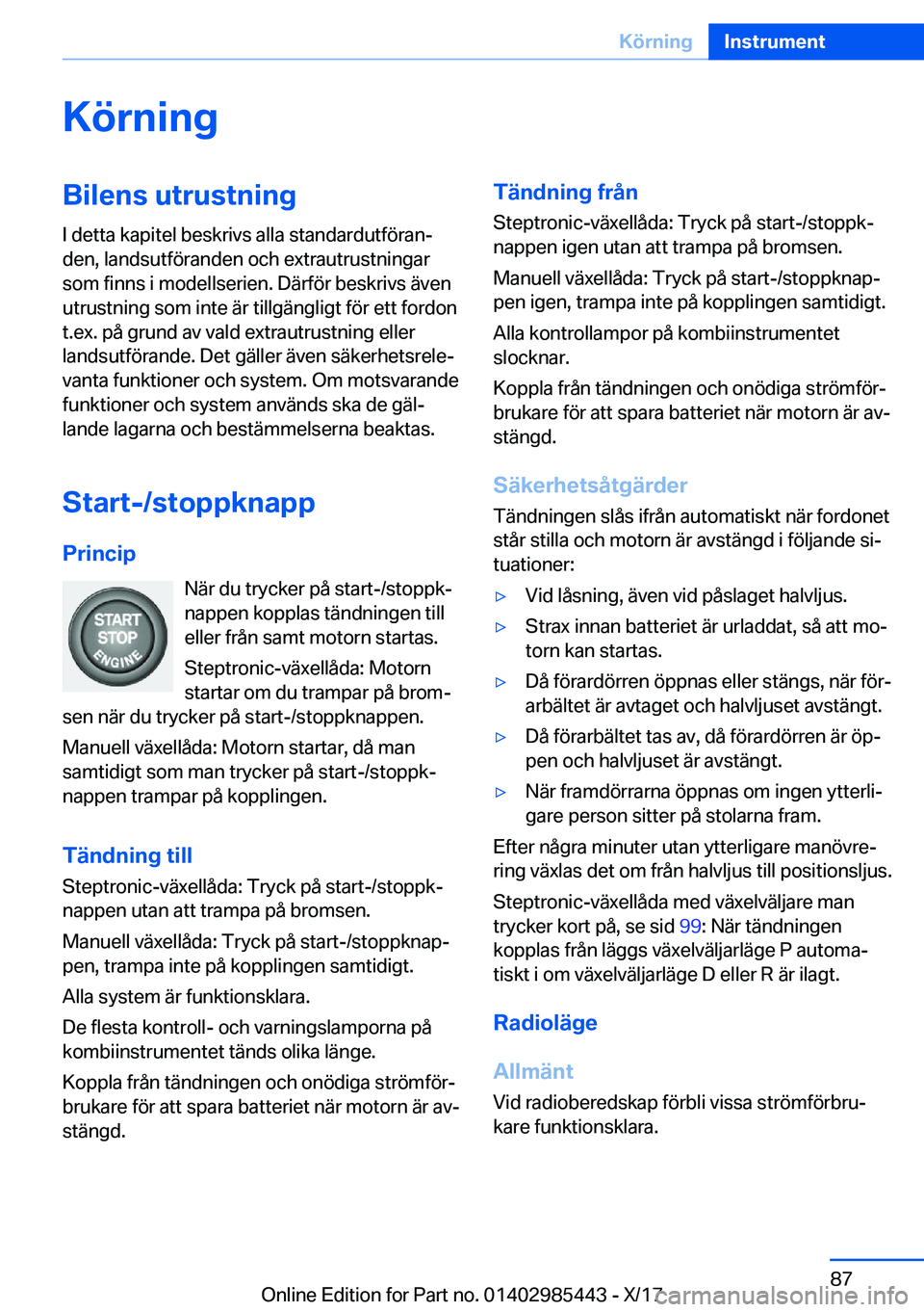 BMW X1 2018  InstruktionsbÖcker (in Swedish) �K�