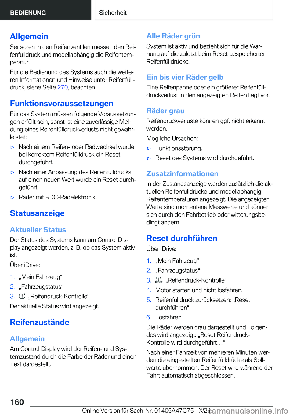 BMW X2 2022  Betriebsanleitungen (in German) �A�l�l�g�e�m�e�i�n
�S�e�n�s�o�r�e�n��i�n��d�e�n��R�e�i�f�e�n�v�e�n�t�i�l�e�n��m�e�s�s�e�n��d�e�n��R�e�ij �f�e�n�f�