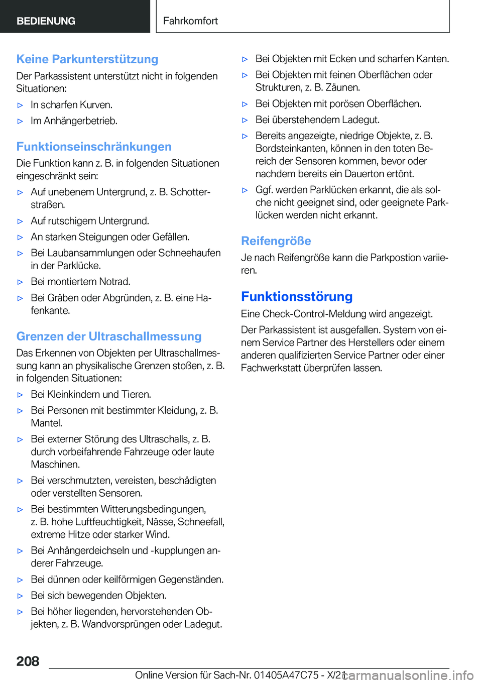 BMW X2 2022  Betriebsanleitungen (in German) �K�e�i�n�e��P�a�r�k�u�n�t�e�r�s�t�