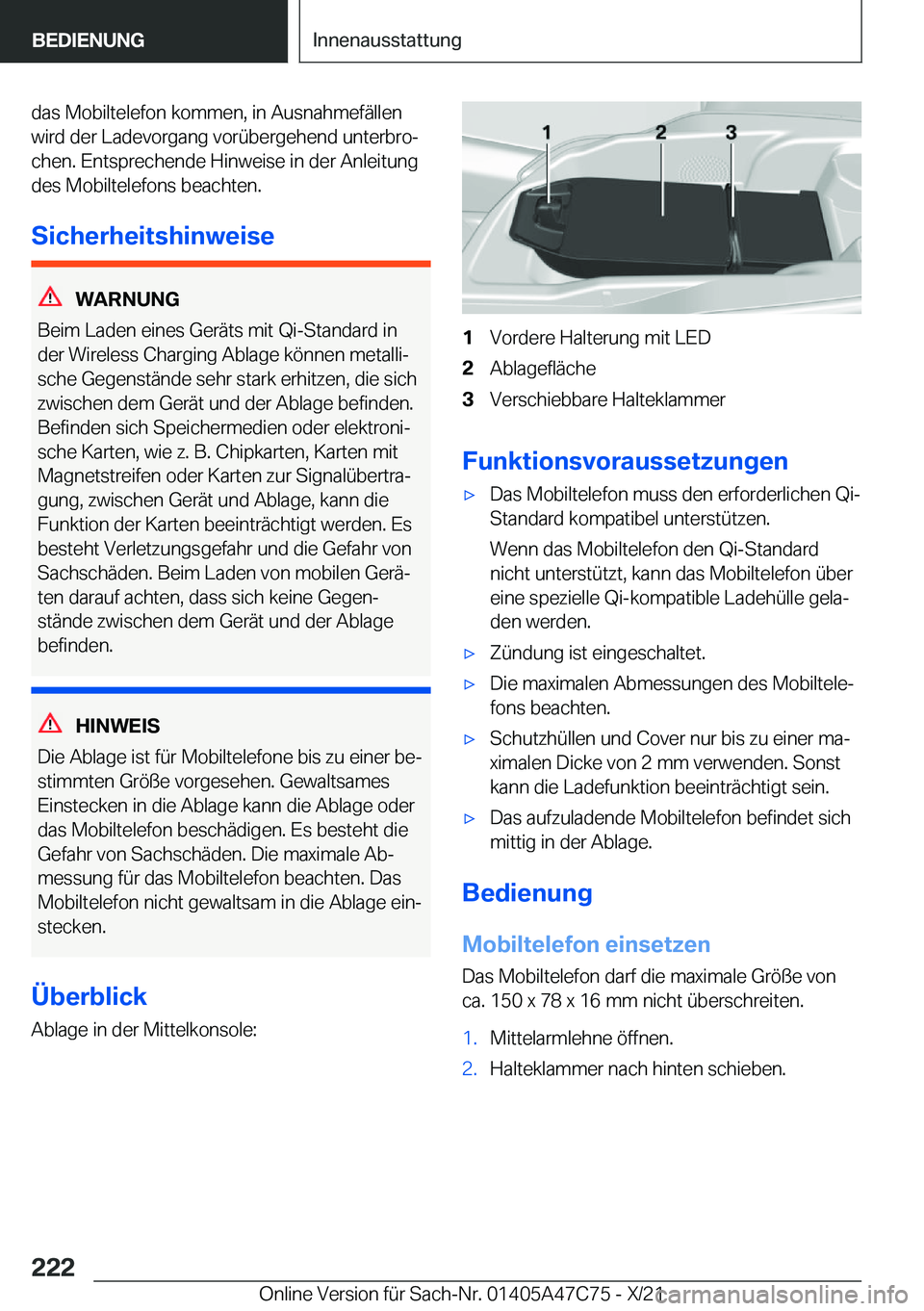 BMW X2 2022  Betriebsanleitungen (in German) �d�a�s��M�o�b�i�l�t�e�l�e�f�o�n��k�o�m�m�e�n�,��i�n��A�u�s�n�a�h�m�e�f�
