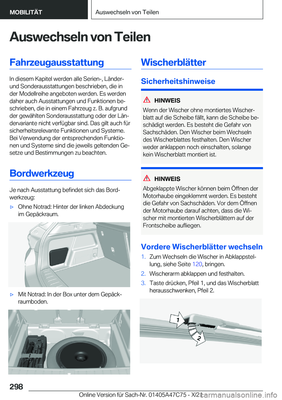 BMW X2 2022  Betriebsanleitungen (in German) �A�u�s�w�e�c�h�s�e�l�n��v�o�n��T�e�i�l�e�n�F�a�h�r�z�e�u�g�a�u�s�s�t�a�t�t�u�n�g
�I�n��d�i�e�s�e�m��K�a�p�i�t�e�l��w�e�r�d�e�n��a�l�l�e��S�e�r�i�e�n�-�,��L�
