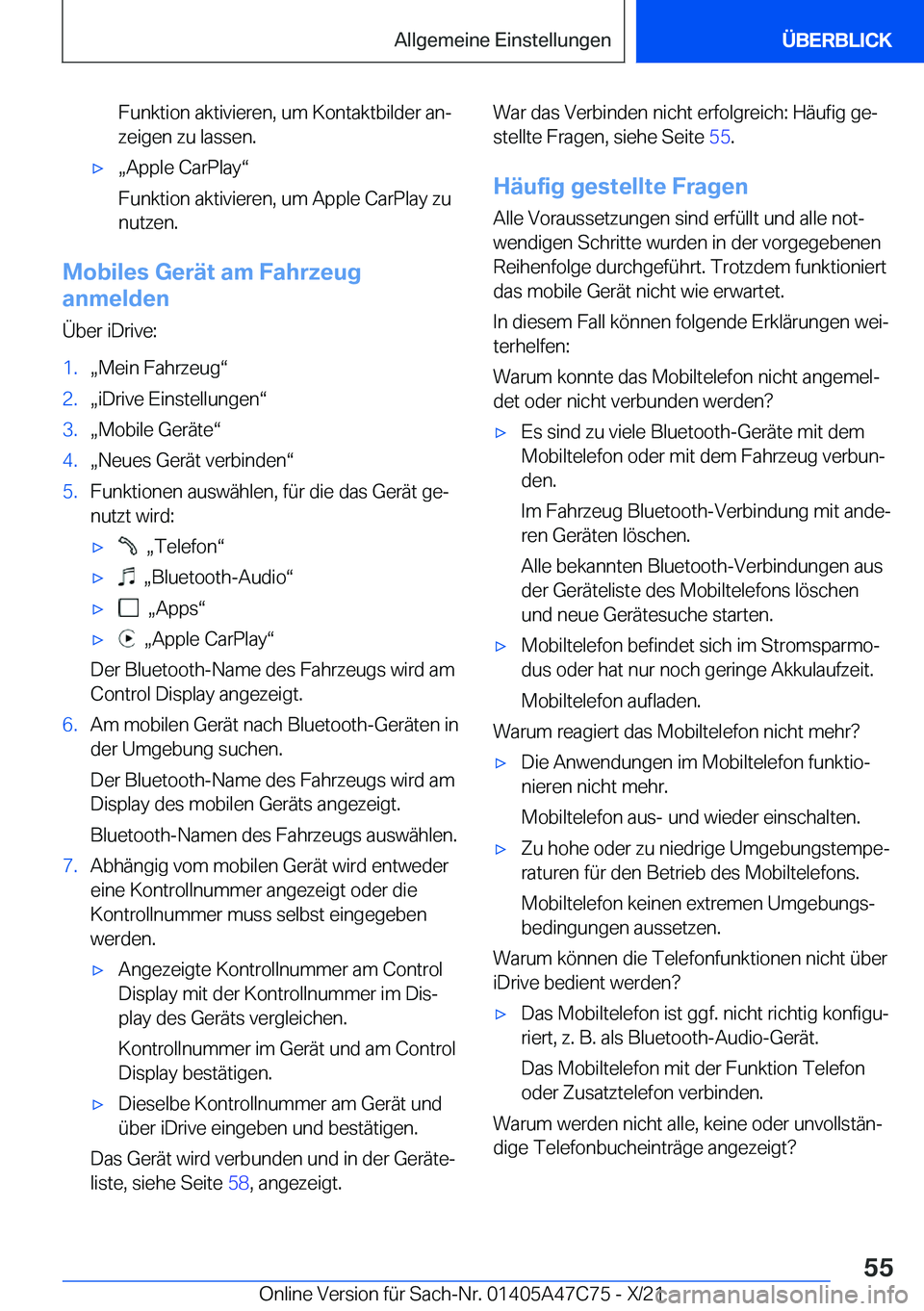 BMW X2 2022  Betriebsanleitungen (in German) �F�u�n�k�t�i�o�n��a�k�t�i�v�i�e�r�e�n�,��u�m��K�o�n�t�a�k�t�b�i�l�d�e�r��a�nj
�z�e�i�g�e�n��z�u��l�a�s�s�e�n�.xx�A�p�p�l�e��C�a�r�P�l�a�yv
�F�u�n�k�t�i�o�n��a�k�t�i�v�i�e�r�e�n�,��u�m��A