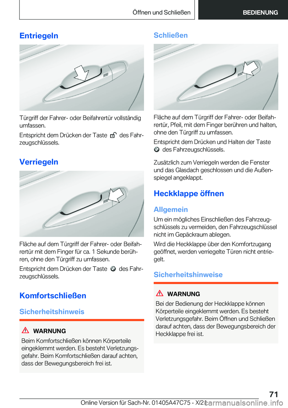 BMW X2 2022  Betriebsanleitungen (in German) �E�n�t�r�i�e�g�e�l�n
�T�