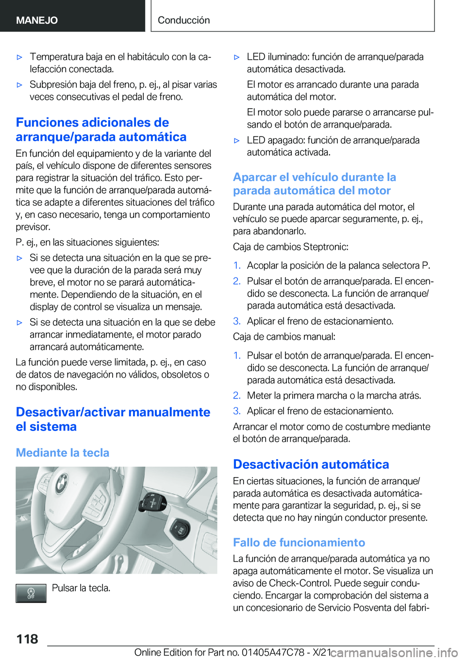 BMW X2 2022  Manuales de Empleo (in Spanish) x�T�e�m�p�e�r�a�t�u�r�a��b�a�j�a��e�n��e�l��h�a�b�i�t�