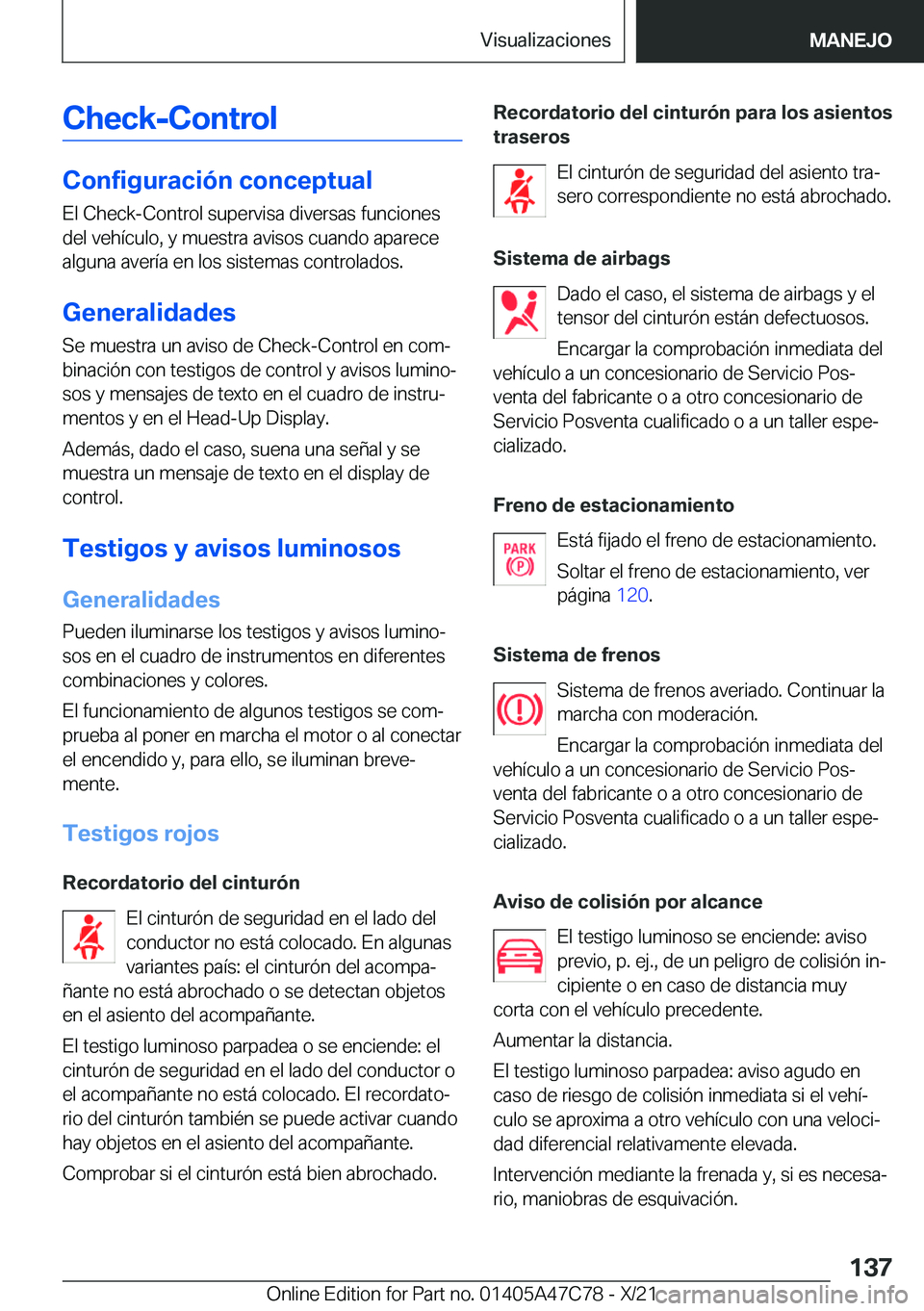 BMW X2 2022  Manuales de Empleo (in Spanish) �C�h�e�c�k�-�C�o�n�t�r�o�l
�C�o�n�f�i�g�u�r�a�c�i�