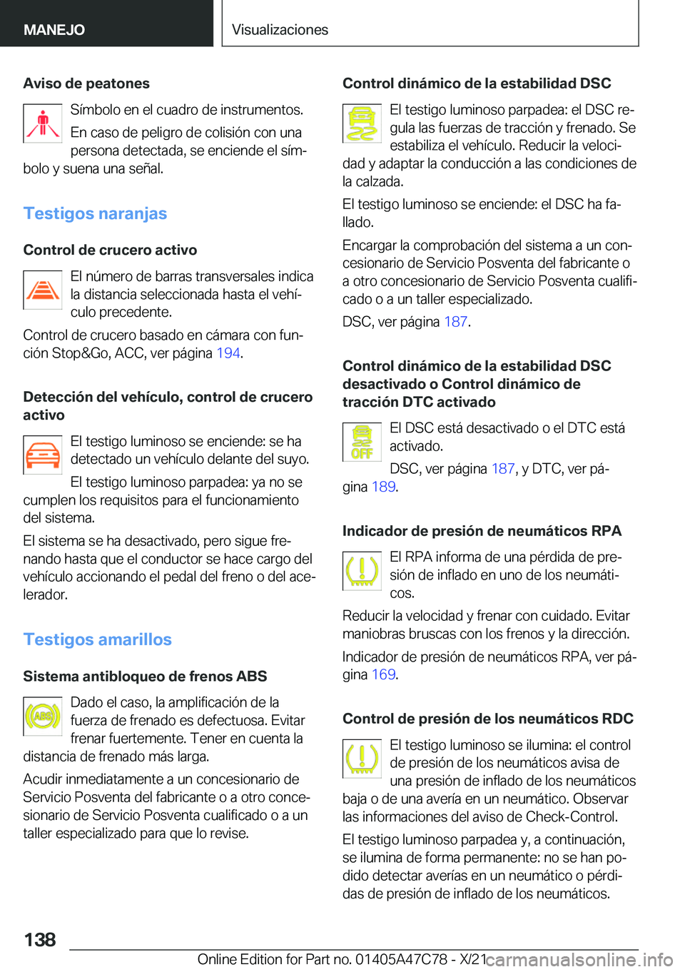 BMW X2 2022  Manuales de Empleo (in Spanish) �A�v�i�s�o��d�e��p�e�a�t�o�n�e�s�S�