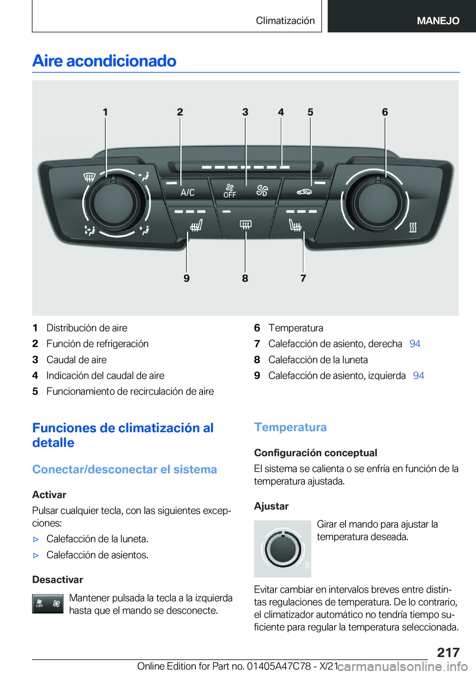 BMW X2 2022  Manuales de Empleo (in Spanish) �A�i�r�e��a�c�o�n�d�i�c�i�o�n�a�d�o�1�D�i�s�t�r�i�b�u�c�i�