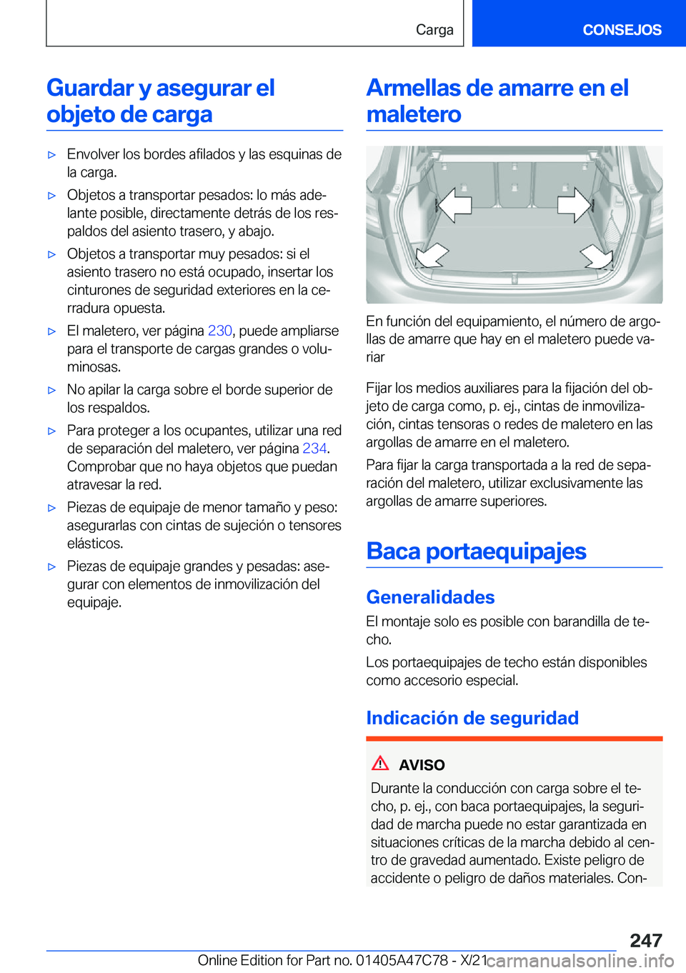 BMW X2 2022  Manuales de Empleo (in Spanish) �G�u�a�r�d�a�r��y��a�s�e�g�u�r�a�r��e�l�o�b�j�e�t�o��d�e��c�a�r�g�ax�E�n�v�o�l�v�e�r��l�o�s��b�o�r�d�e�s��a�f�i�l�a�d�o�s��y��l�a�s��e�s�q�u�i�n�a�s��d�e
�l�a��c�a�r�g�a�.x�O�b�j�e�t�o�