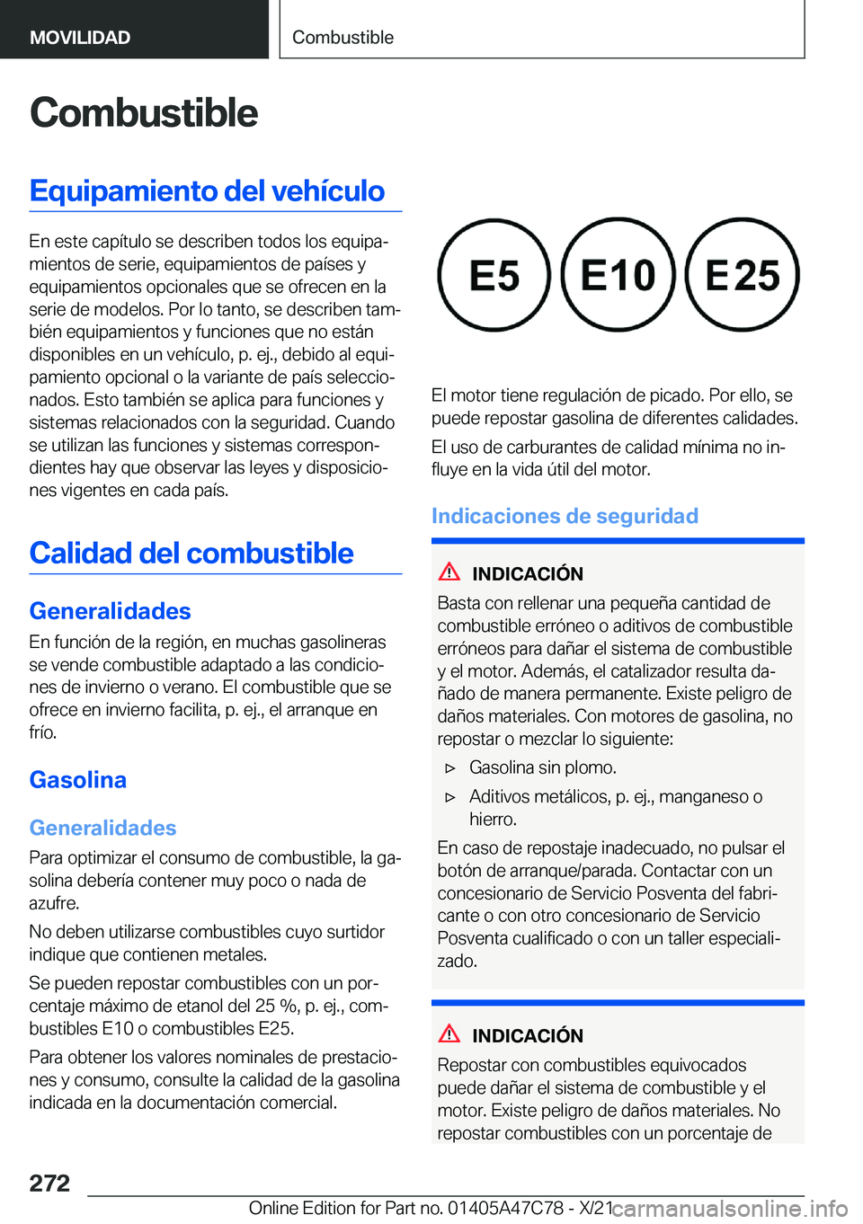 BMW X2 2022  Manuales de Empleo (in Spanish) �C�o�m�b�u�s�t�i�b�l�e�E�q�u�i�p�a�m�i�e�n�t�o��d�e�l��v�e�h�