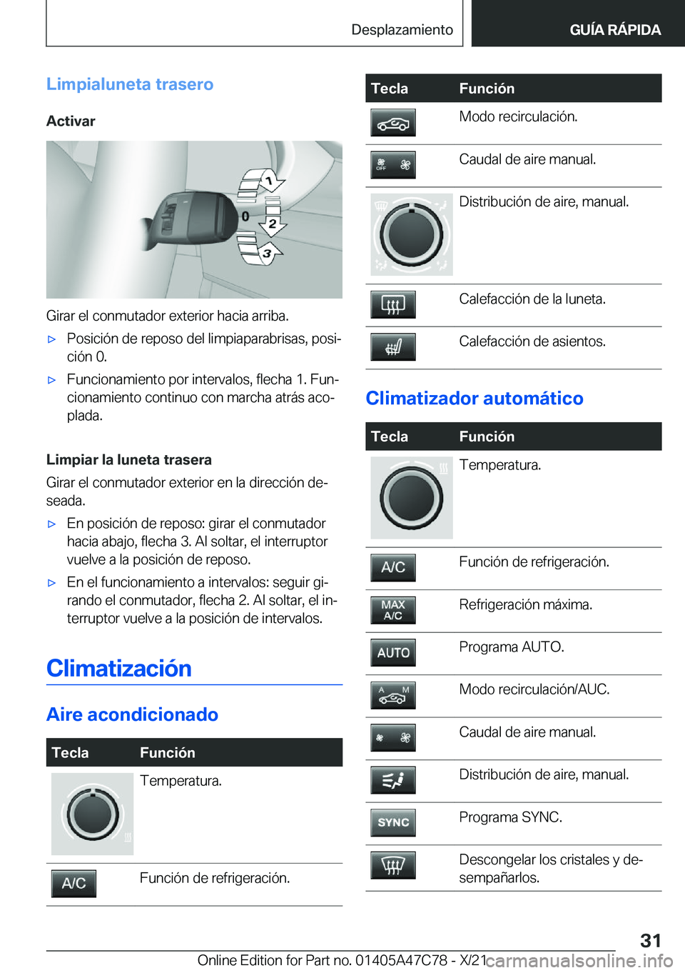 BMW X2 2022  Manuales de Empleo (in Spanish) �L�i�m�p�i�a�l�u�n�e�t�a��t�r�a�s�e�r�o�A�c�t�i�v�a�r
�G�i�r�a�r��e�l��c�o�n�m�u�t�a�d�o�r��e�x�t�e�r�i�o�r��h�a�c�i�a��a�r�r�i�b�a�.
x�P�o�s�i�c�i�