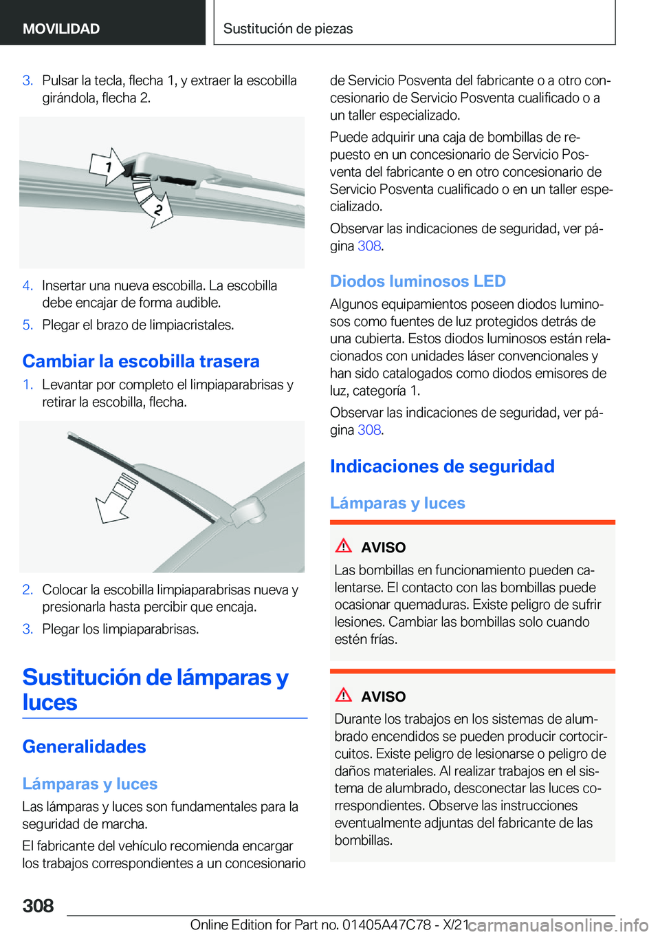 BMW X2 2022  Manuales de Empleo (in Spanish) �3�.�P�u�l�s�a�r��l�a��t�e�c�l�a�,��f�l�e�c�h�a��1�,��y��e�x�t�r�a�e�r��l�a��e�s�c�o�b�i�l�l�a
�g�i�r�