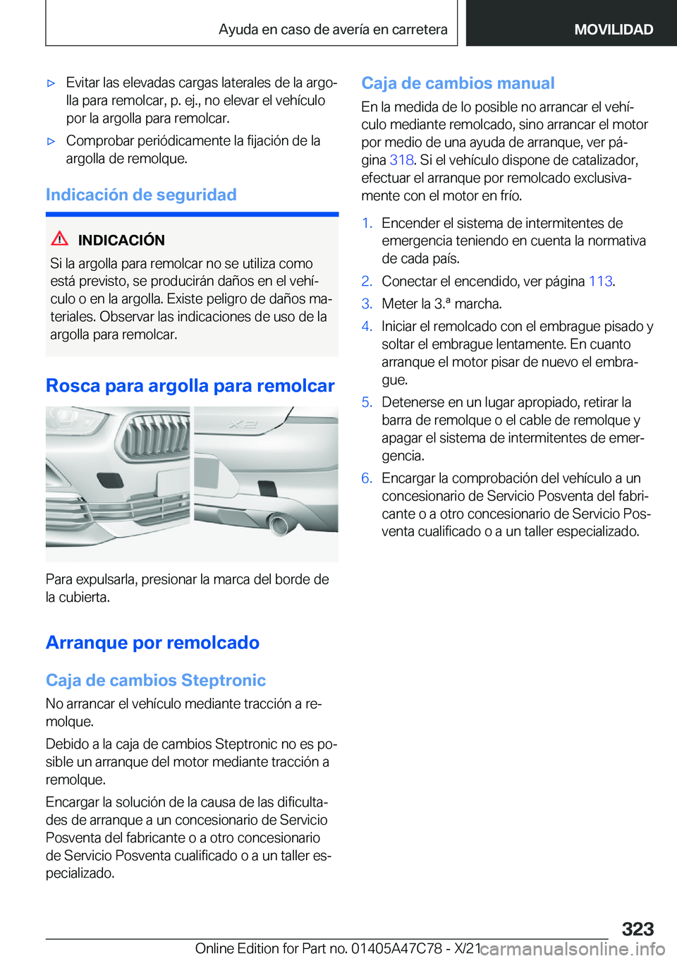 BMW X2 2022  Manuales de Empleo (in Spanish) x�E�v�i�t�a�r��l�a�s��e�l�e�v�a�d�a�s��c�a�r�g�a�s��l�a�t�e�r�a�l�e�s��d�e��l�a��a�r�g�oª
�l�l�a��p�a�r�a��r�e�m�o�l�c�a�r�,��p�.��e�j�.�,��n�o��e�l�e�v�a�r��e�l��v�e�h�