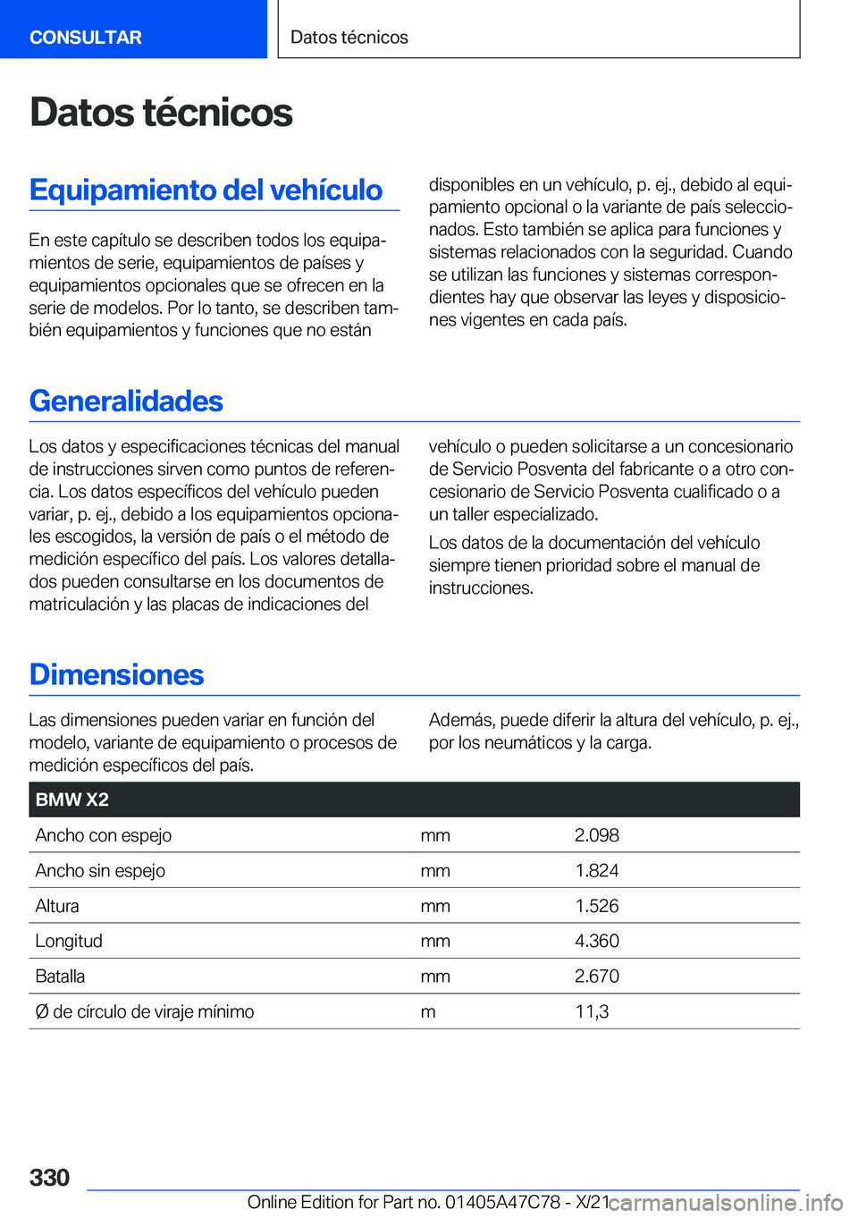 BMW X2 2022  Manuales de Empleo (in Spanish) �D�a�t�o�s��t�