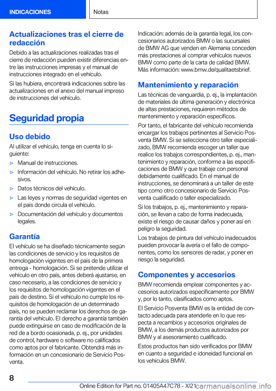 BMW X2 2022  Manuales de Empleo (in Spanish) �A�c�t�u�a�l�i�z�a�c�i�o�n�e�s��t�r�a�s��e�l��c�i�e�r�r�e��d�e
�r�e�d�a�c�c�i�