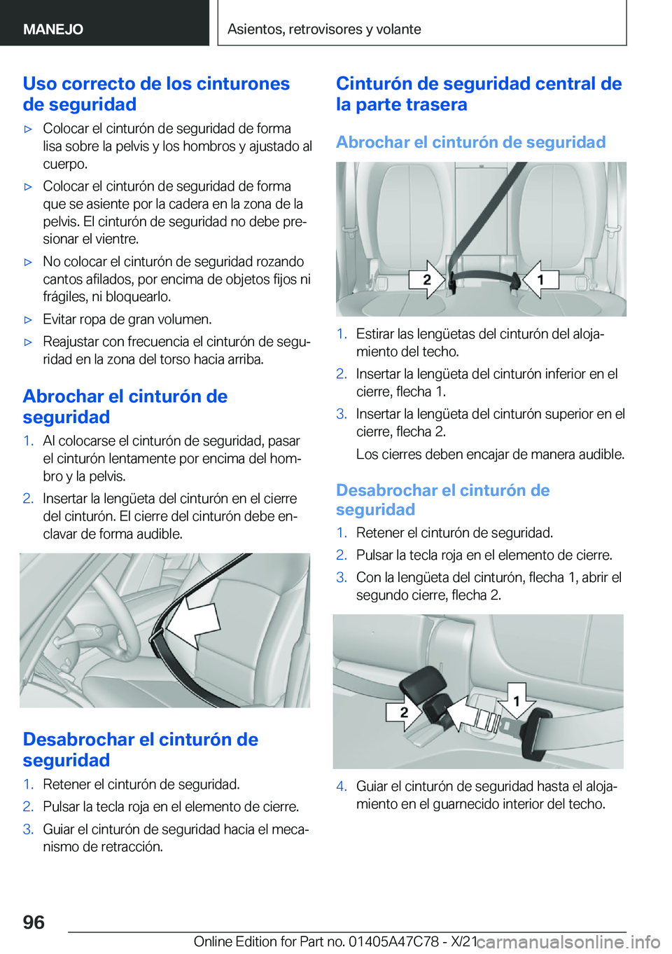 BMW X2 2022  Manuales de Empleo (in Spanish) �U�s�o��c�o�r�r�e�c�t�o��d�e��l�o�s��c�i�n�t�u�r�o�n�e�s
�d�e��s�e�g�u�r�i�d�a�dx�C�o�l�o�c�a�r��e�l��c�i�n�t�u�r�