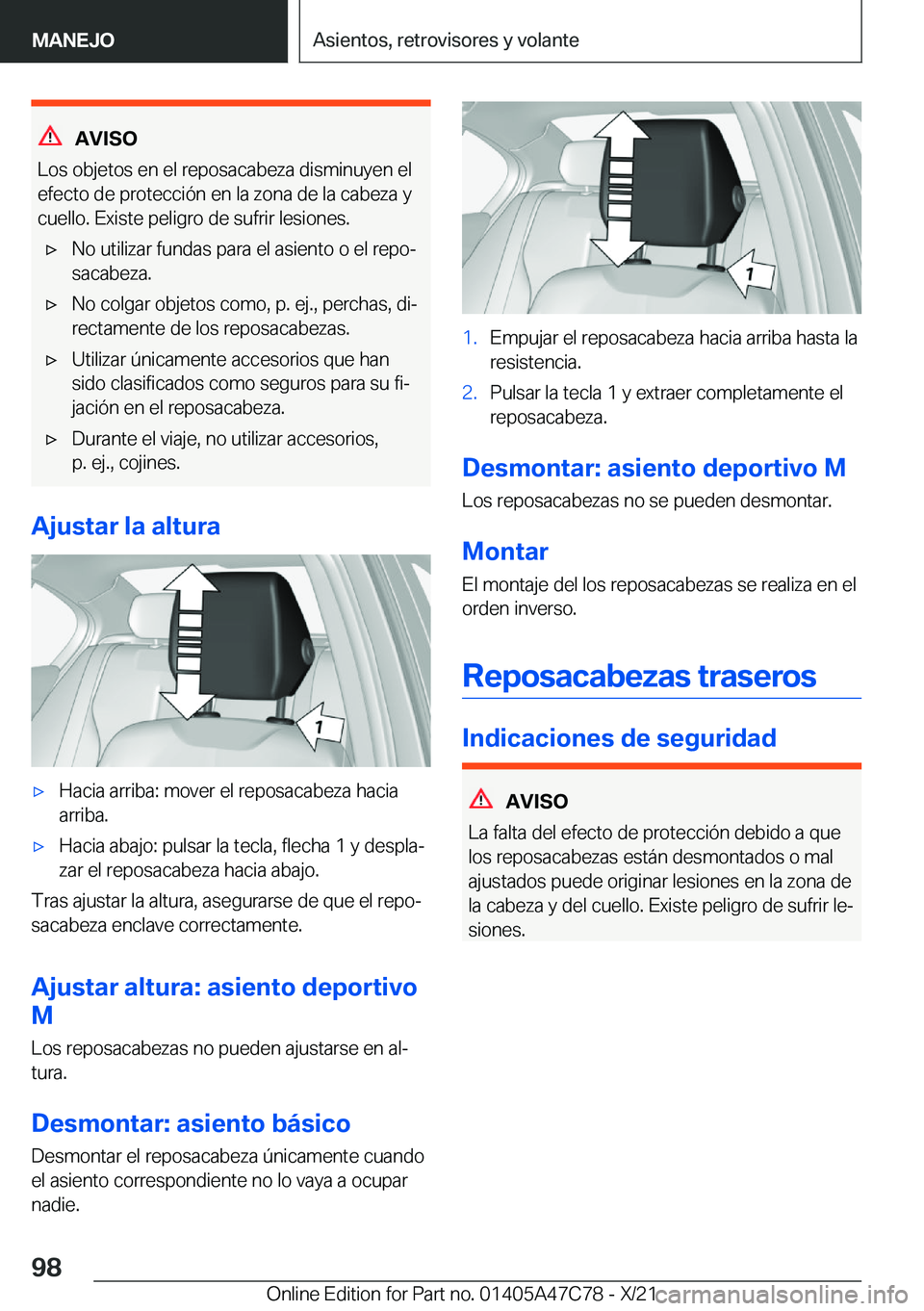 BMW X2 2022  Manuales de Empleo (in Spanish) �A�V�I�S�O
�L�o�s��o�b�j�e�t�o�s��e�n��e�l��r�e�p�o�s�a�c�a�b�e�z�a��d�i�s�m�i�n�u�y�e�n��e�l
�e�f�e�c�t�o��d�e��p�r�o�t�e�c�c�i�