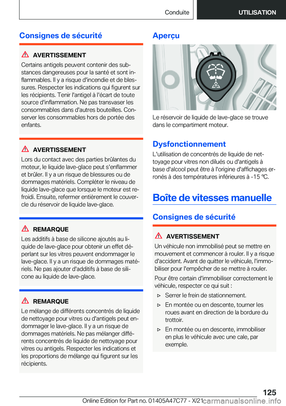 BMW X2 2022  Notices Demploi (in French) �C�o�n�s�i�g�n�e�s��d�e��s�é�c�u�r�i�t�é
�A�V�E�R�T�I�S�S�E�M�E�N�T
�C�e�r�t�a�i�n�s��a�n�t�i�g�e�l�s��p�e�u�v�e�n�t��c�o�n�t�e�n�i�r��d�e�s��s�u�bj
�s�t�a�n�c�e�s��d�a�n�g�e�r�e�u�s�e�s��