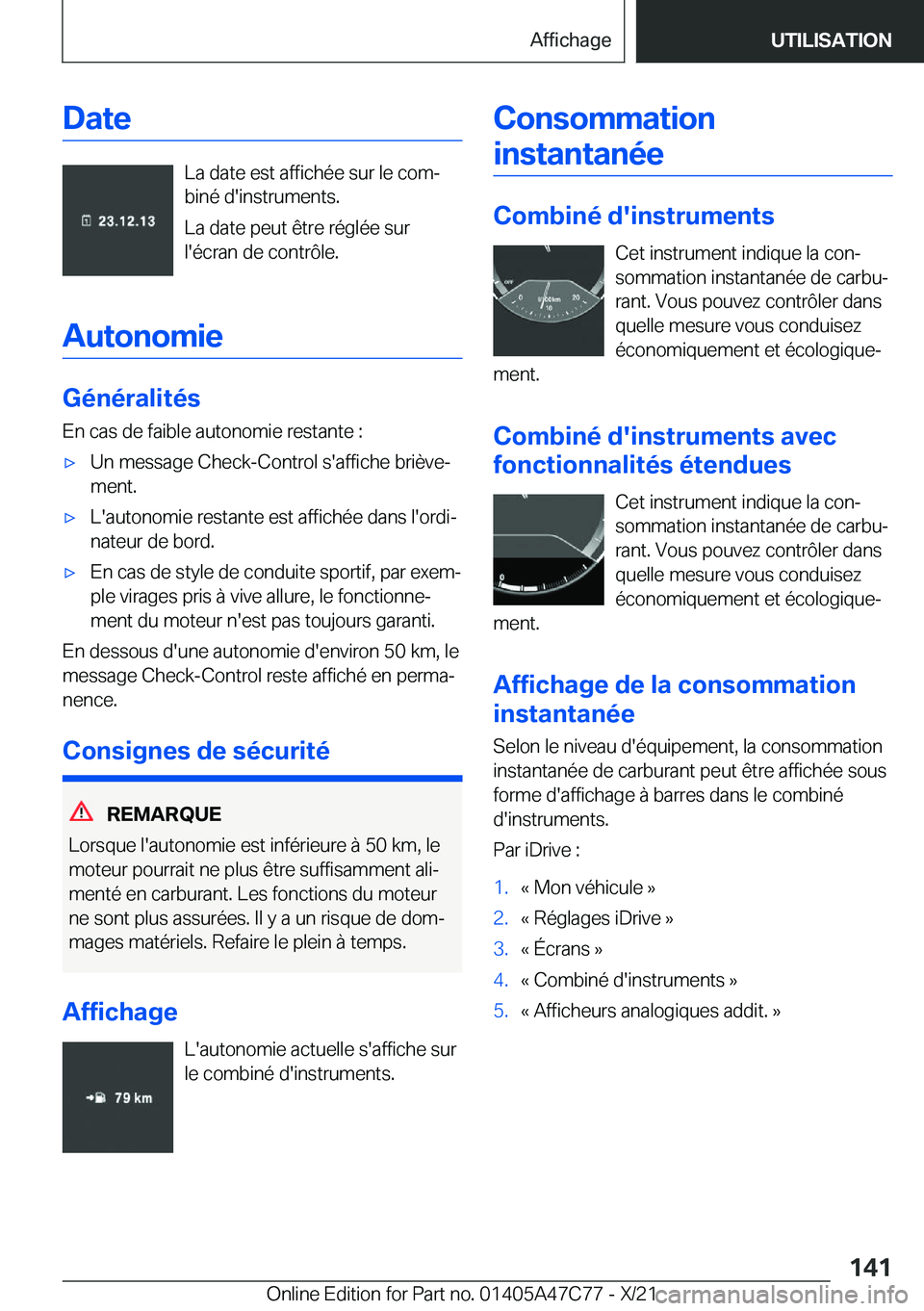 BMW X2 2022  Notices Demploi (in French) �D�a�t�e
�L�a��d�a�t�e��e�s�t��a�f�f�i�c�h�é�e��s�u�r��l�e��c�o�mj
�b�i�n�é��d�'�i�n�s�t�r�u�m�e�n�t�s�.
�L�a��d�a�t�e��p�e�u�t��ê�t�r�e��r�é�g�l�é�e��s�u�r
�l�'�é�c�r�a�n�