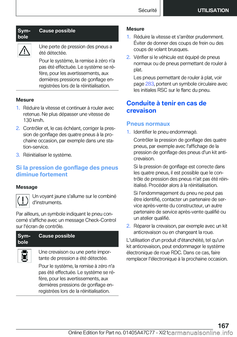 BMW X2 2022  Notices Demploi (in French) �S�y�mj
�b�o�l�e�C�a�u�s�e��p�o�s�s�i�b�l�e�U�n�e��p�e�r�t�e��d�e��p�r�e�s�s�i�o�n��d�e�s��p�n�e�u�s��a
�é�t�é��d�é�t�e�c�t�é�e�.
�P�o�u�r��l�e��s�y�s�t�è�m�e�,��l�a��r�e�m�i�s�e��